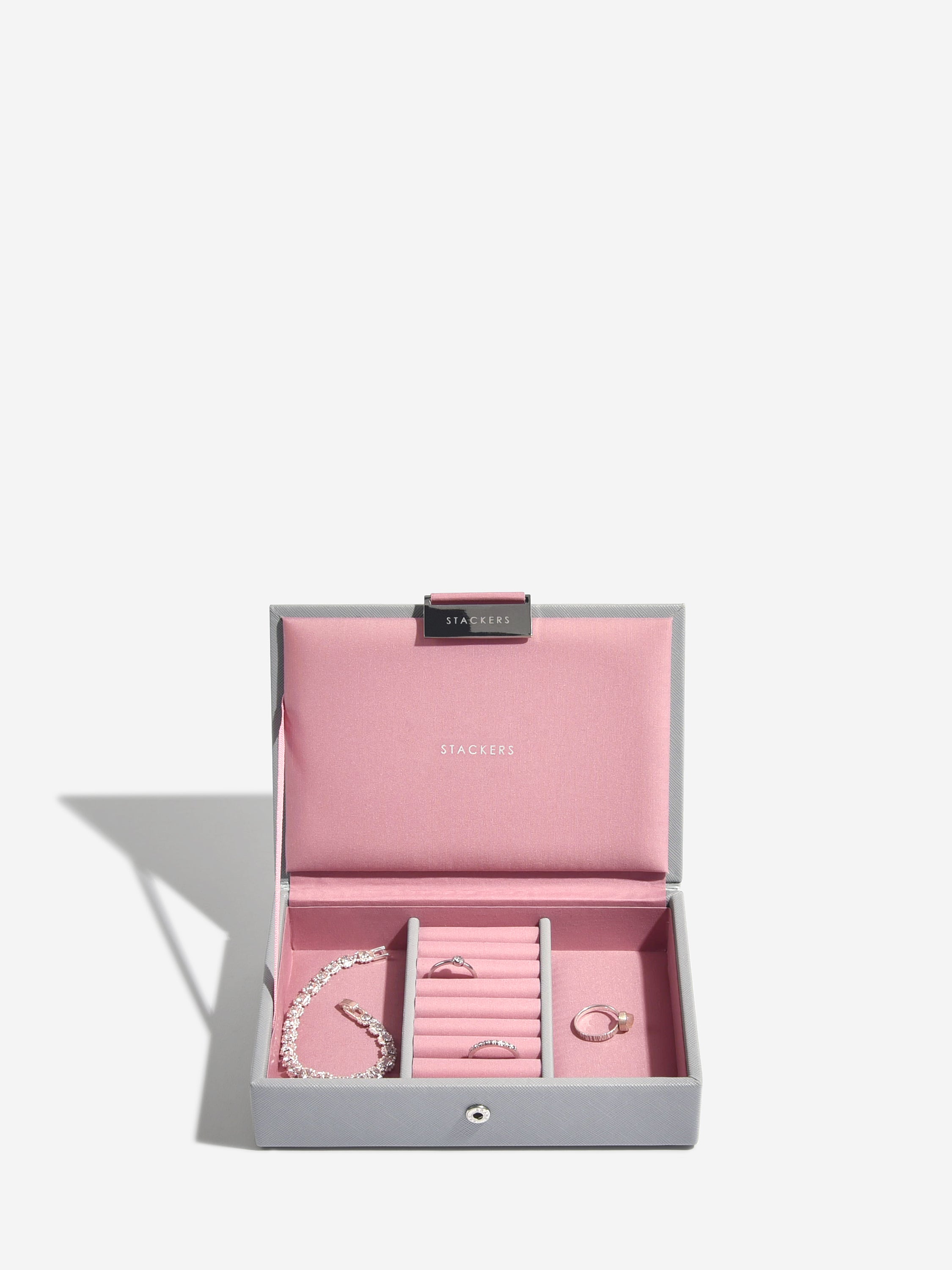 Stackers Couvercle pour Mini Boîte à Bijoux Gris & Rose