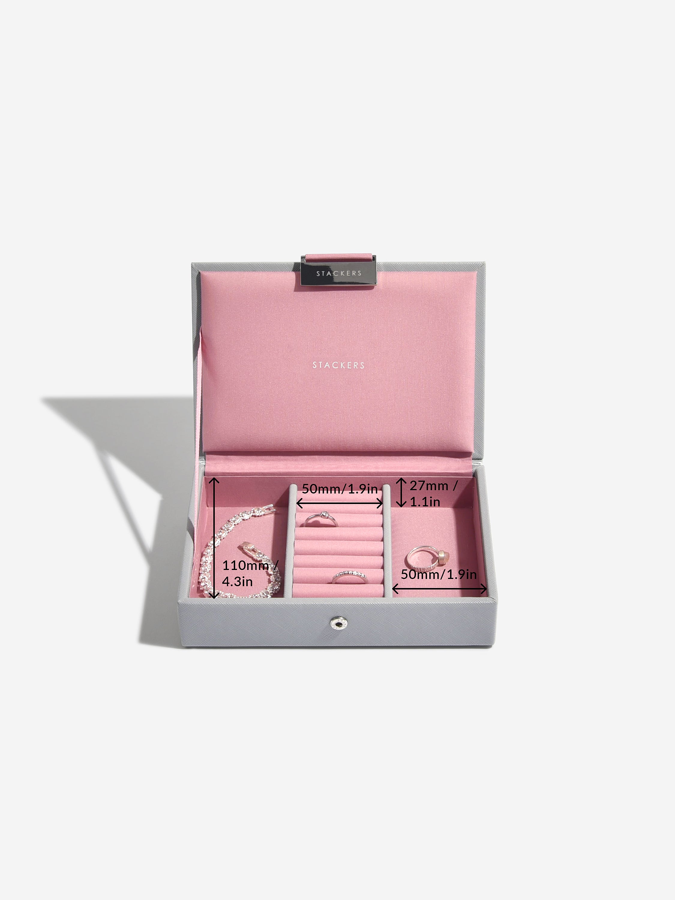 Stackers Couvercle pour Mini Boîte à Bijoux Gris & Rose