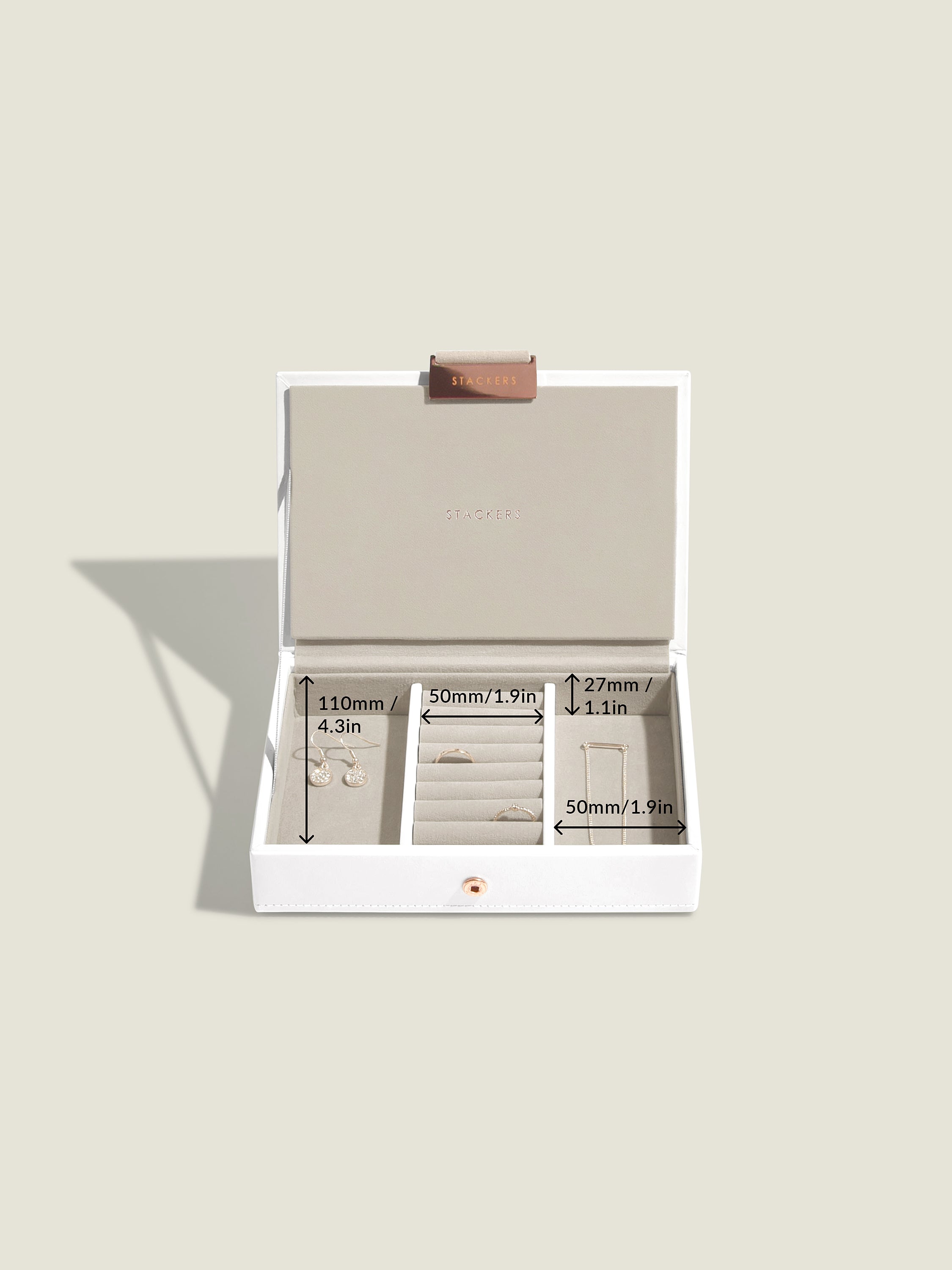 Stackers Couvercle pour Mini Boîte à Bijoux Blanc & Rose