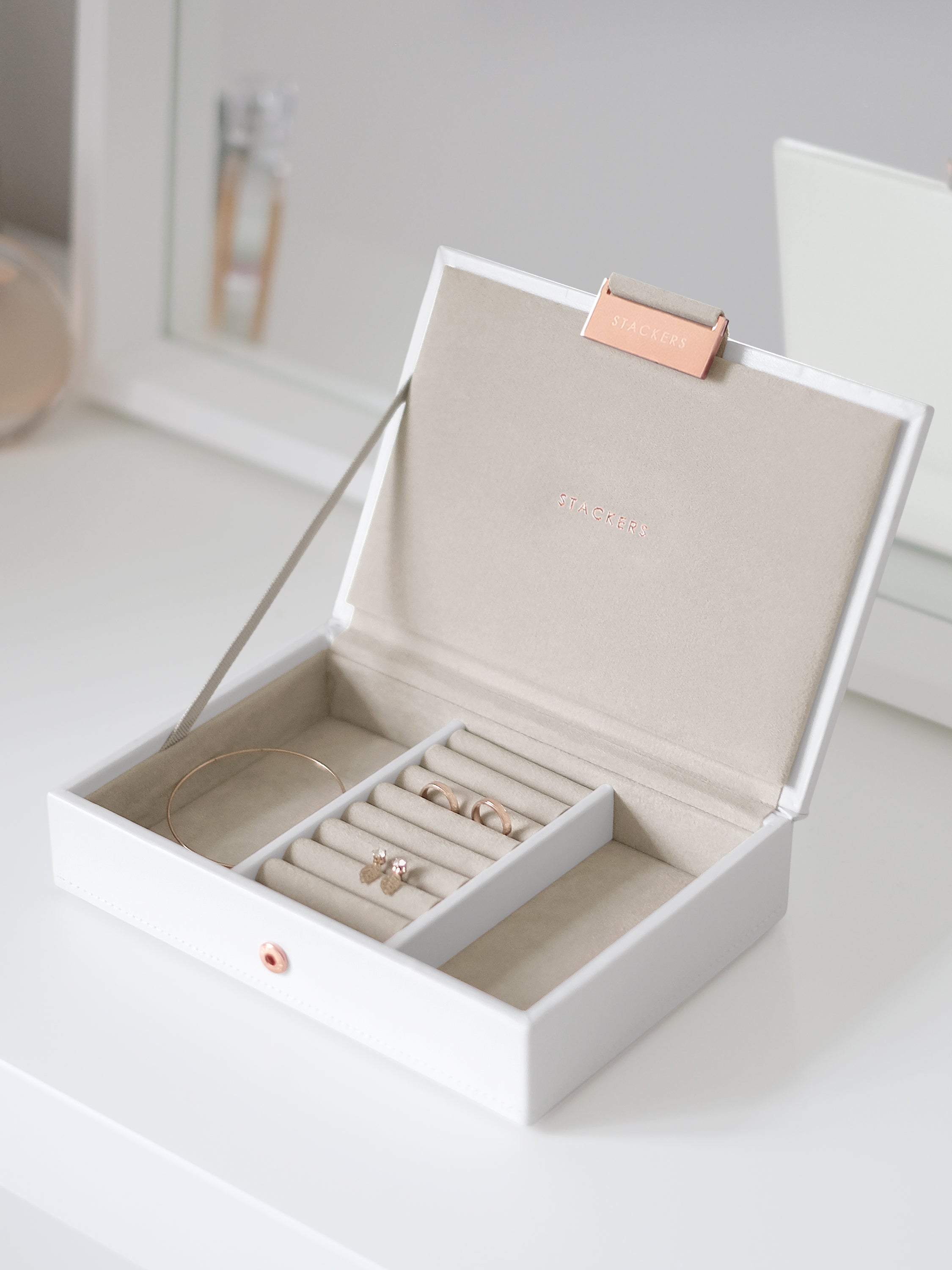 Stackers Couvercle pour Mini Boîte à Bijoux Blanc & Rose