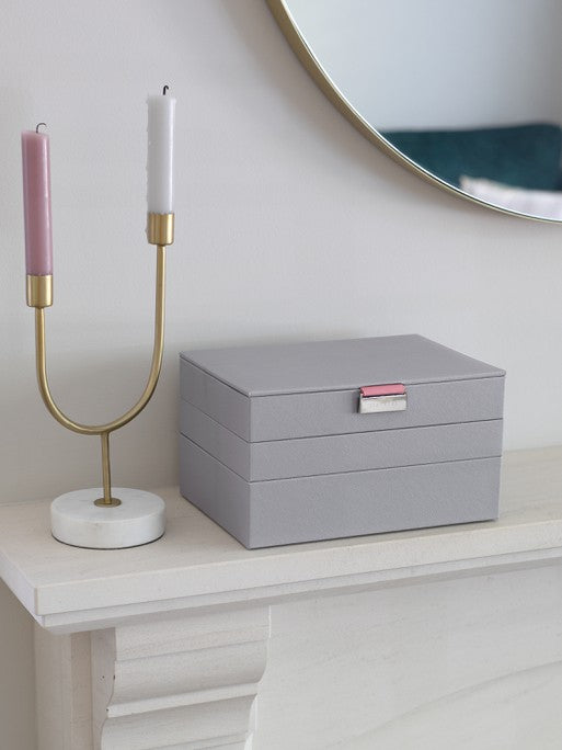 Stackers Klassieke Juwelendoos Set van 3 Grijs & Roze