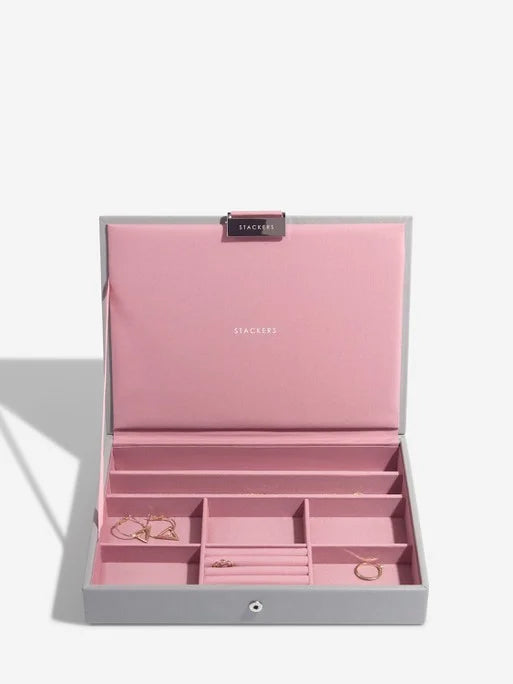Stackers Klassieke Juwelendoos Set van 3 Grijs & Roze