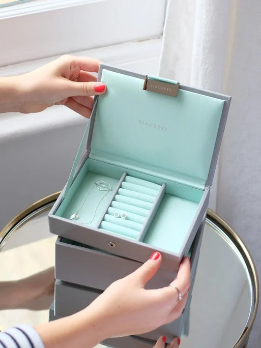 Stackers Mini Boîte à Bijoux Lot de 2 Gris &amp; Menthe