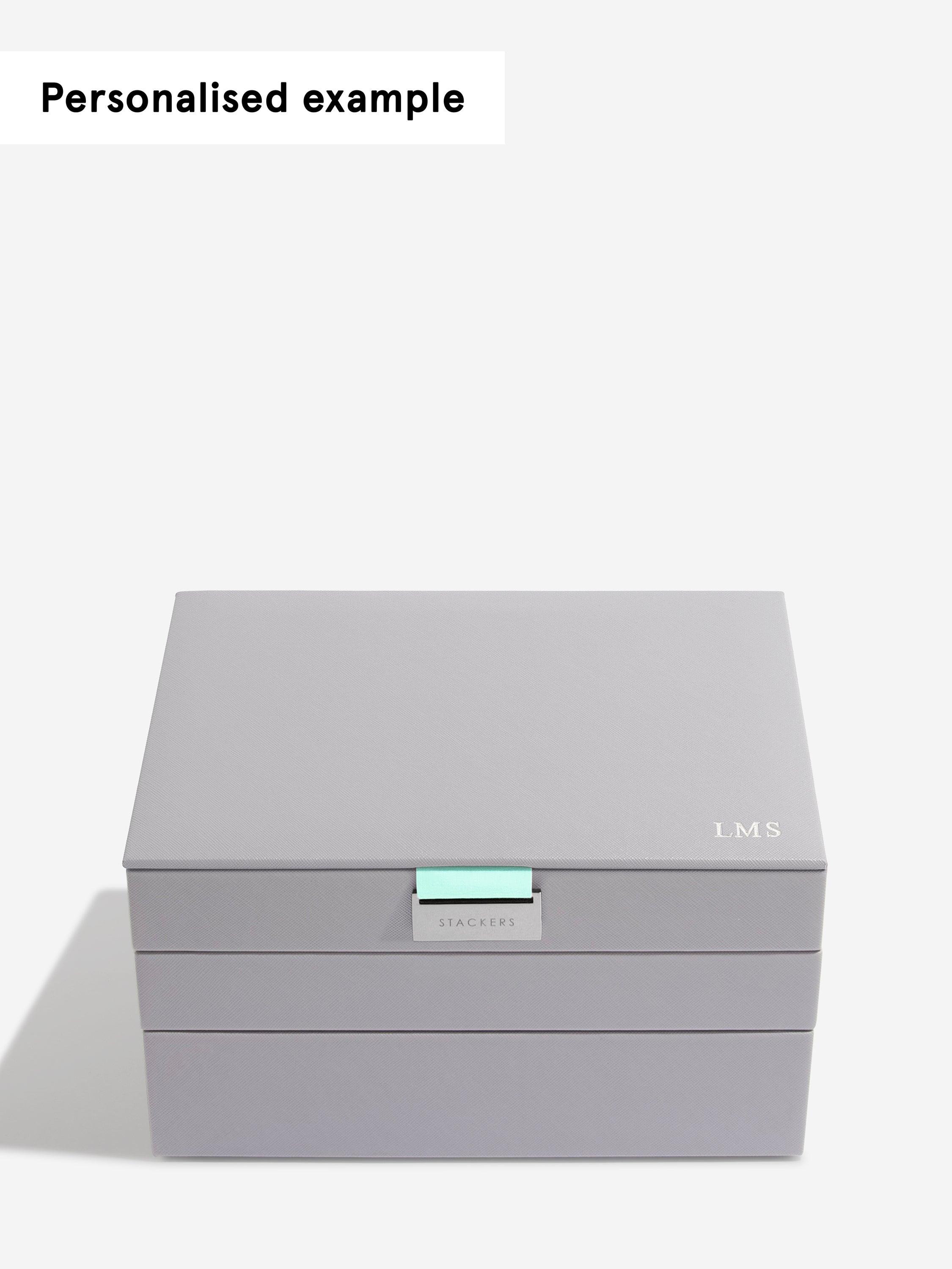Stackers Classic Jewellery Box Set of 3 Grey & Mint