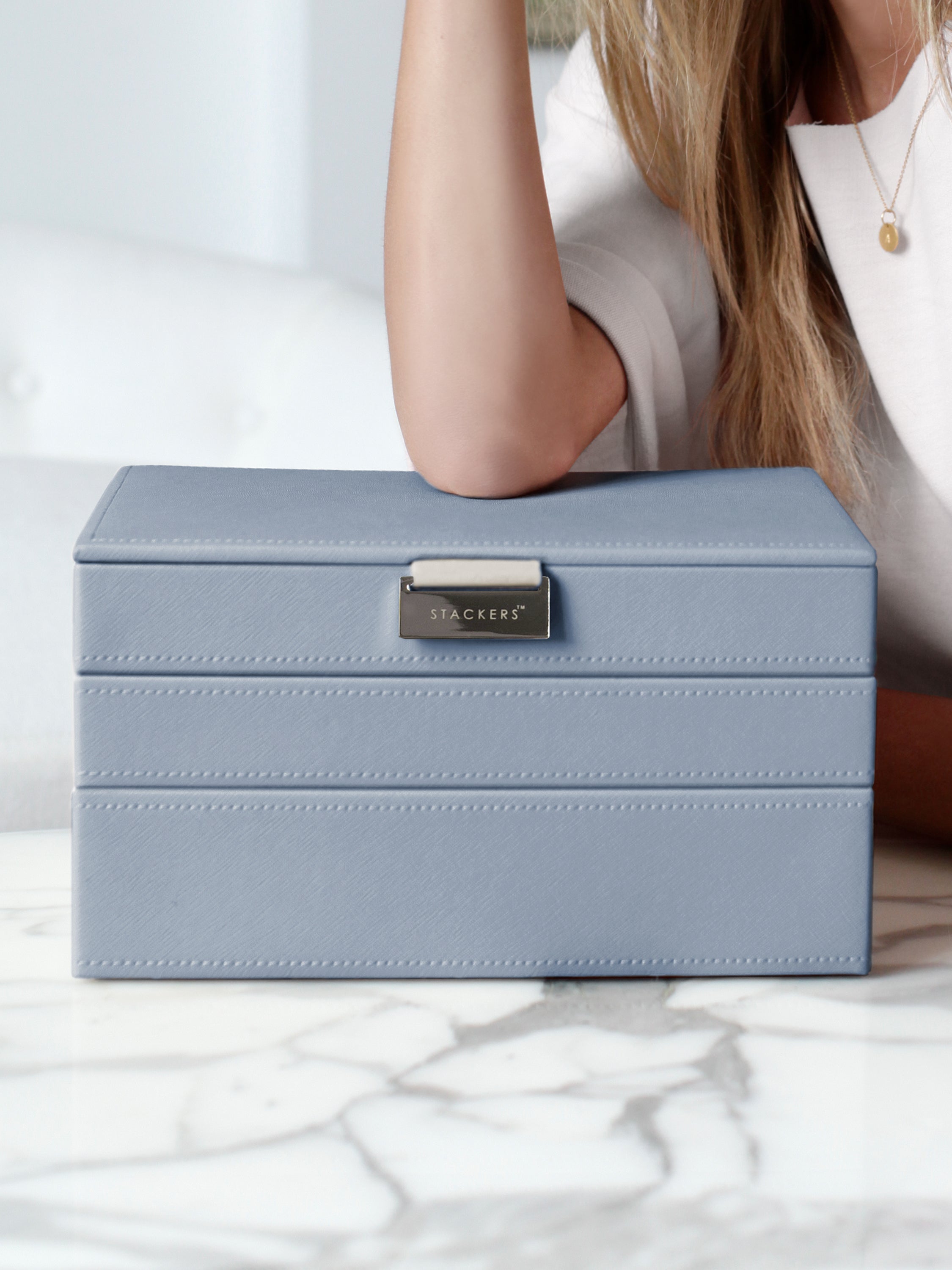 Stackers Classic Jewellery Box Set of 3 Blue