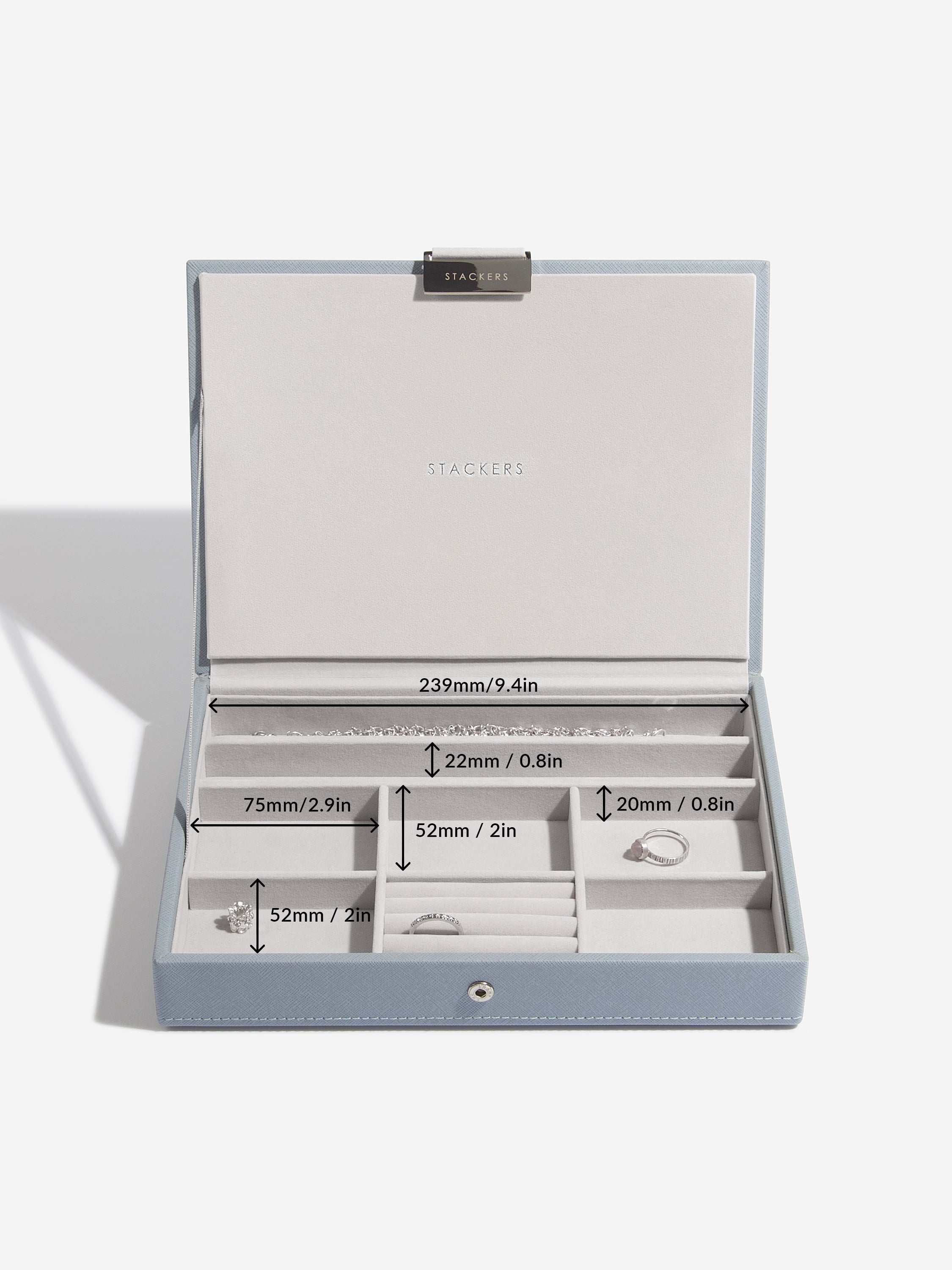 Stackers Classic Jewellery Box Set of 3 Blue