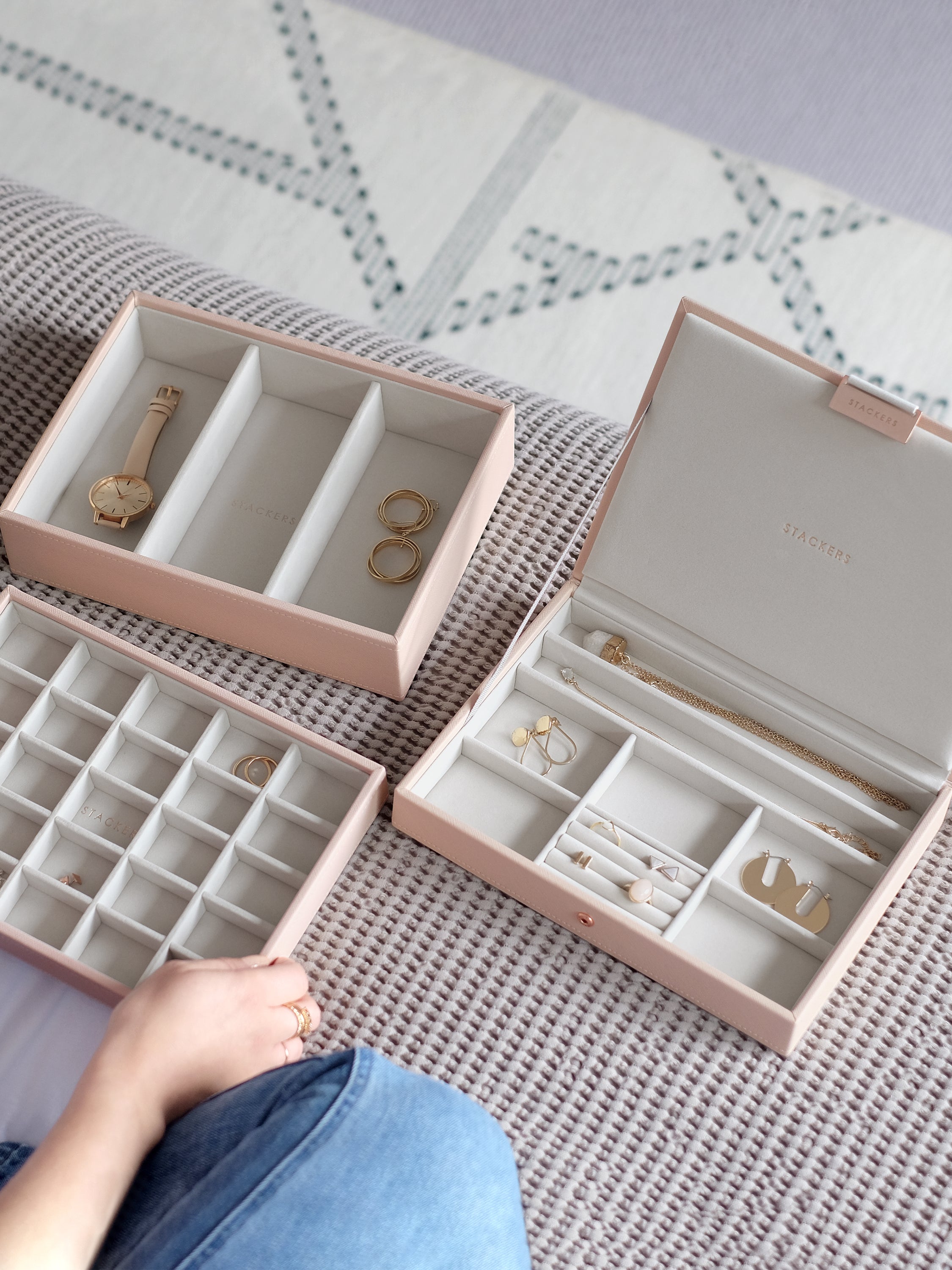 Stackers Classic Boîte à Bijoux Lot de 3 Rose