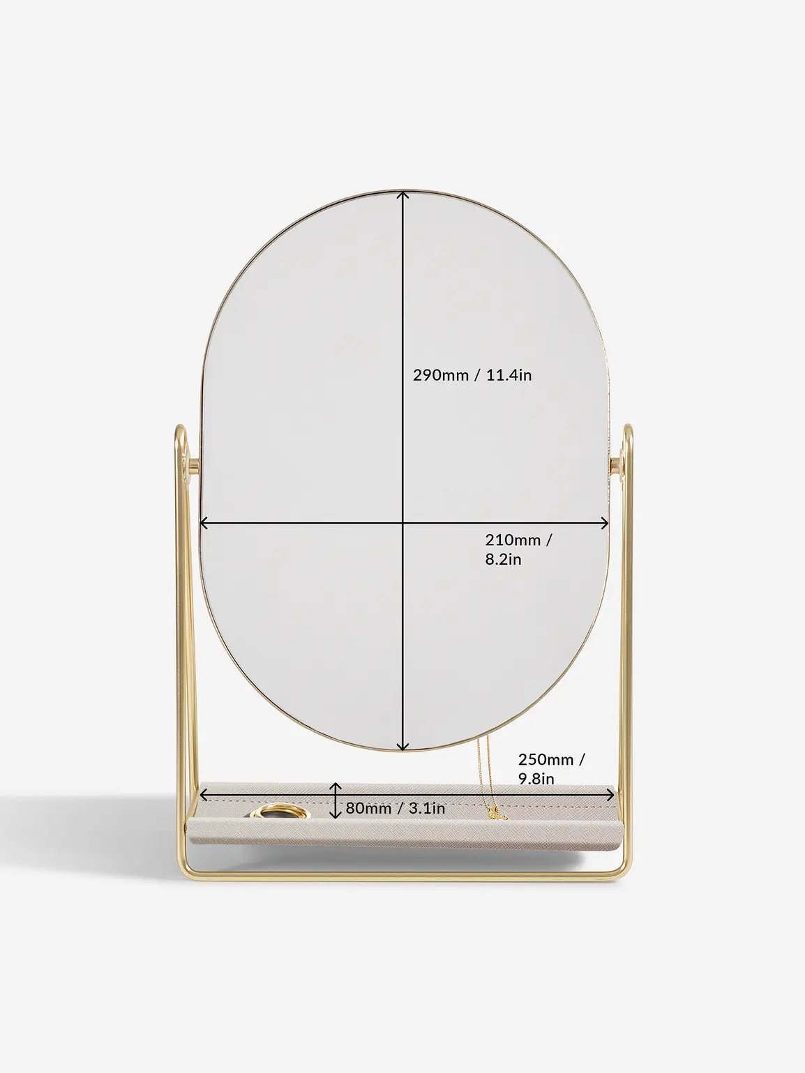 Miroir Stackers avec support à bijoux Taupe
