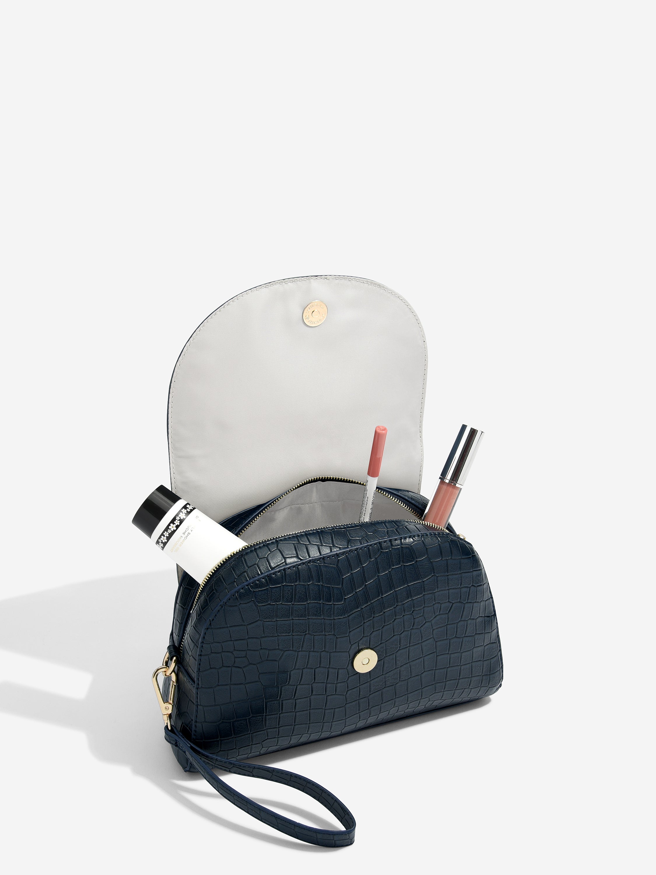 Stackers Trousse à maquillage imprimé crocodile Noir