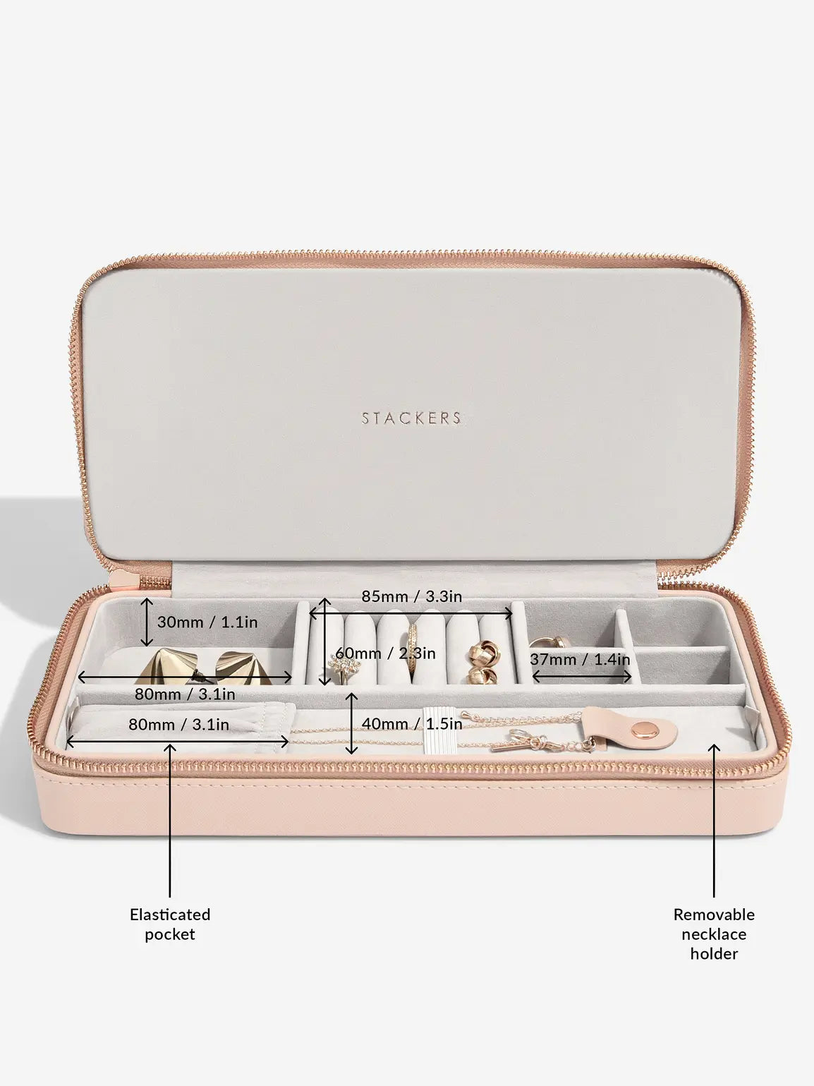Stackers Sleek Travel Jewellery Box Pink