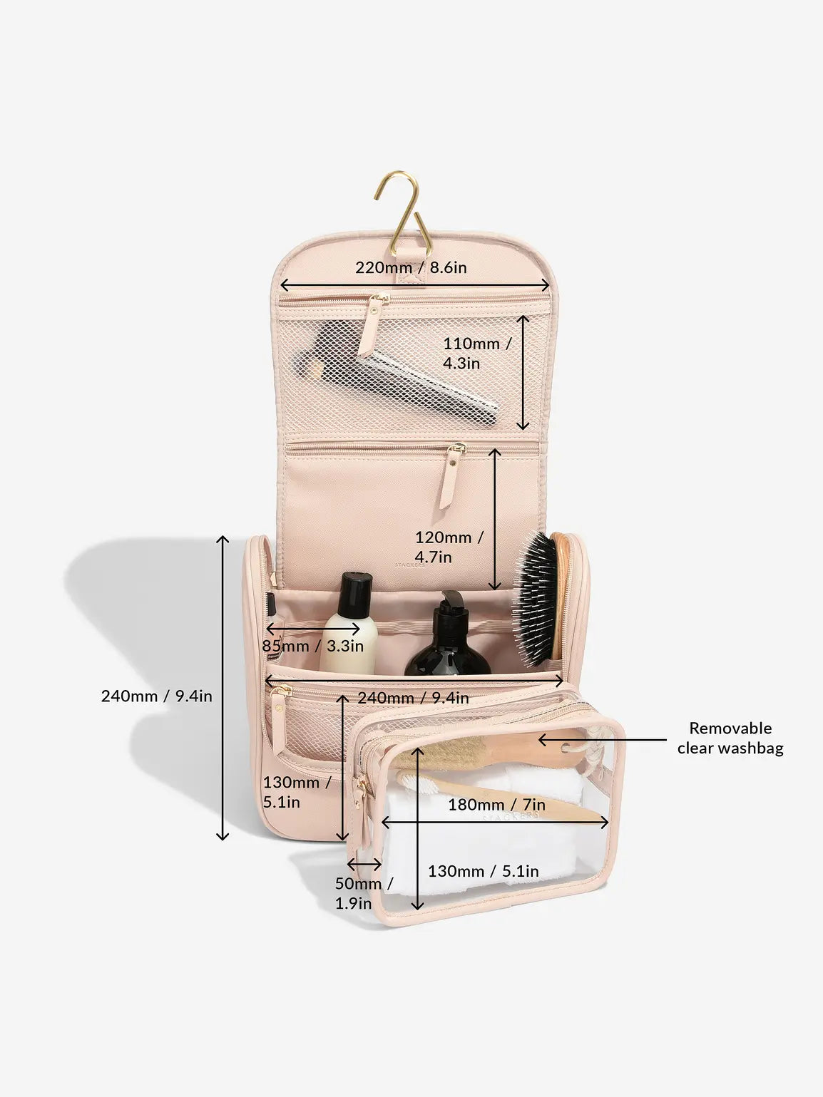 Stackers Hanging Toiletry Bag Pink