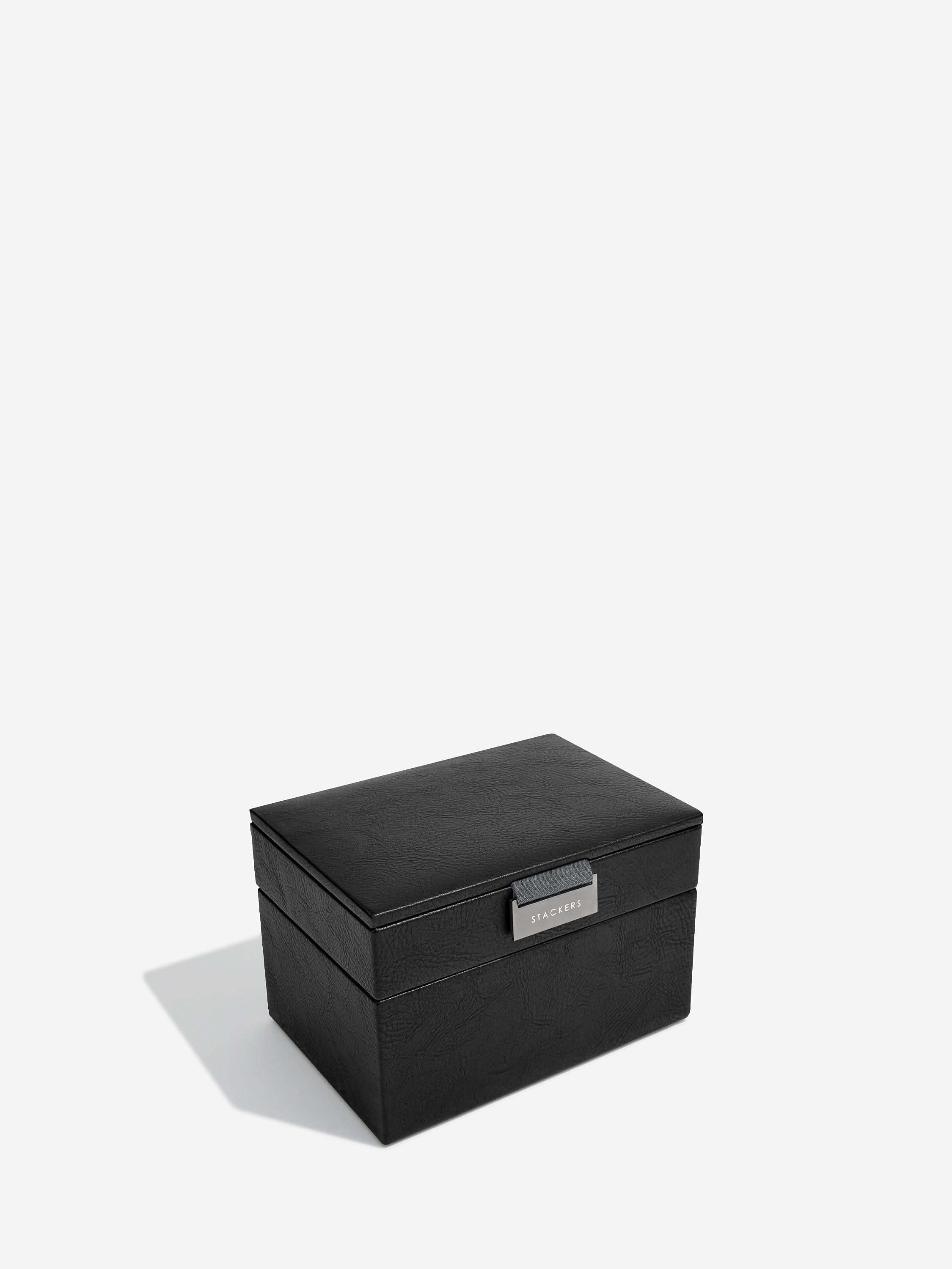 Stackers Mini Set van 2 - Horloge- & Manchetknopendoosje Zwart - Mystackers