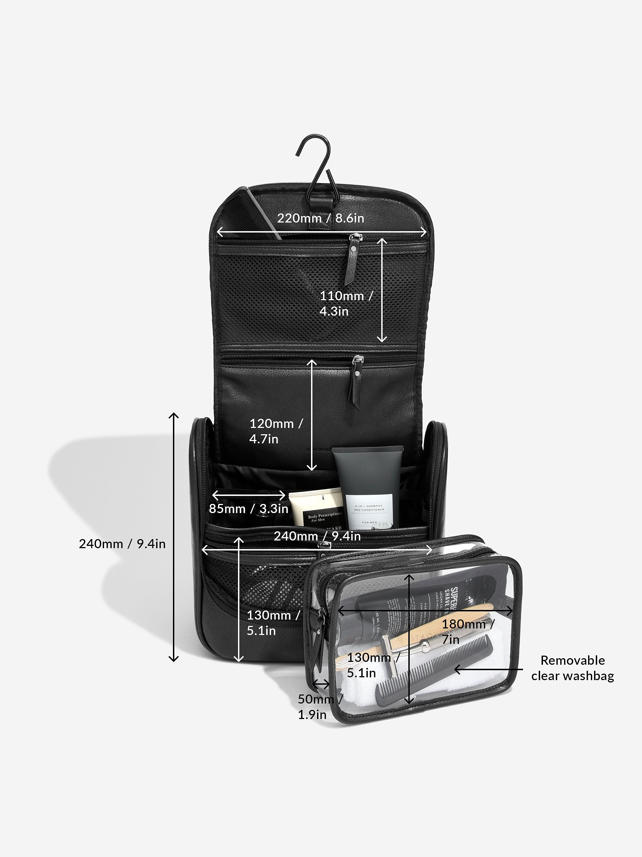 Stackers hangende Toilettas Zwart - Mystackers
