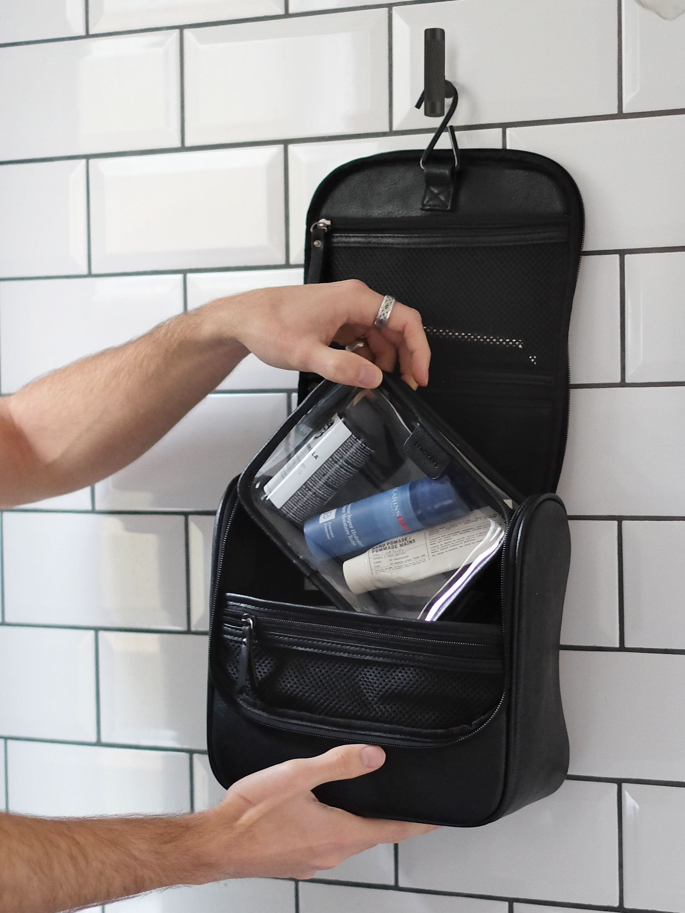 Stackers Hanging Toiletry Bag Black