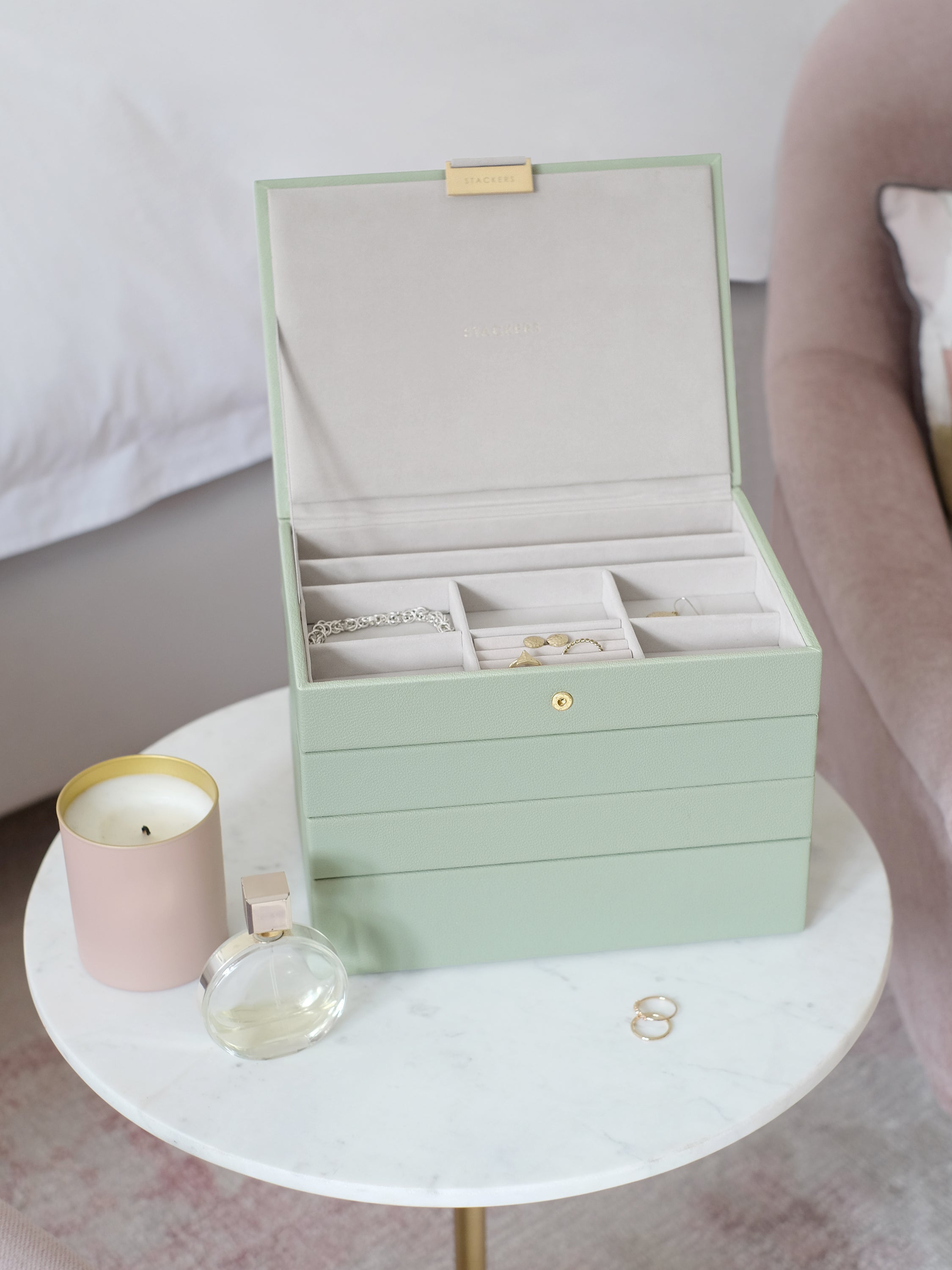 Stackers Classic Boîte à Bijoux Lot de 4 Vert Sauge