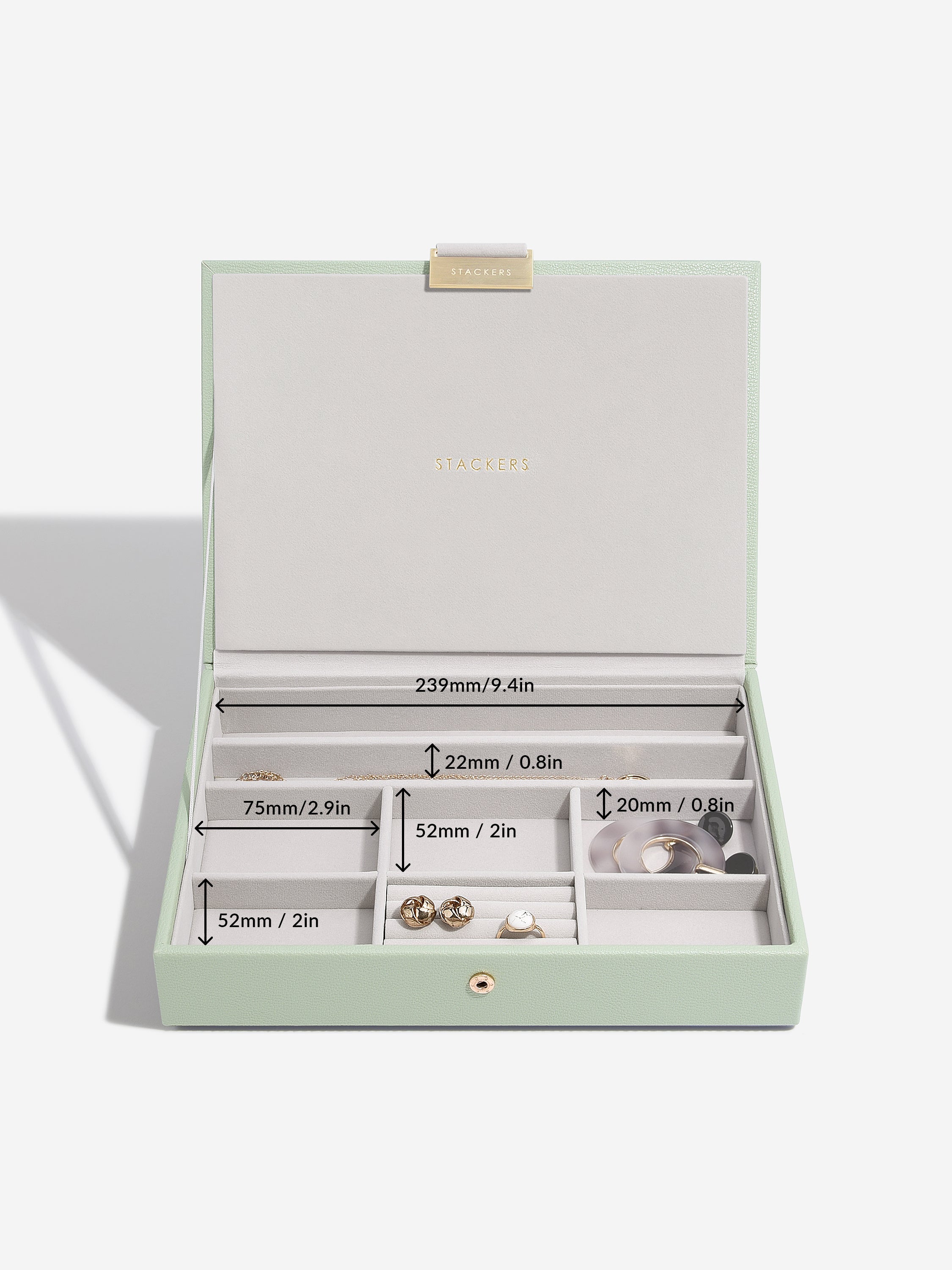 Stackers Classic Jewellery Box Set of 5 Sage Green