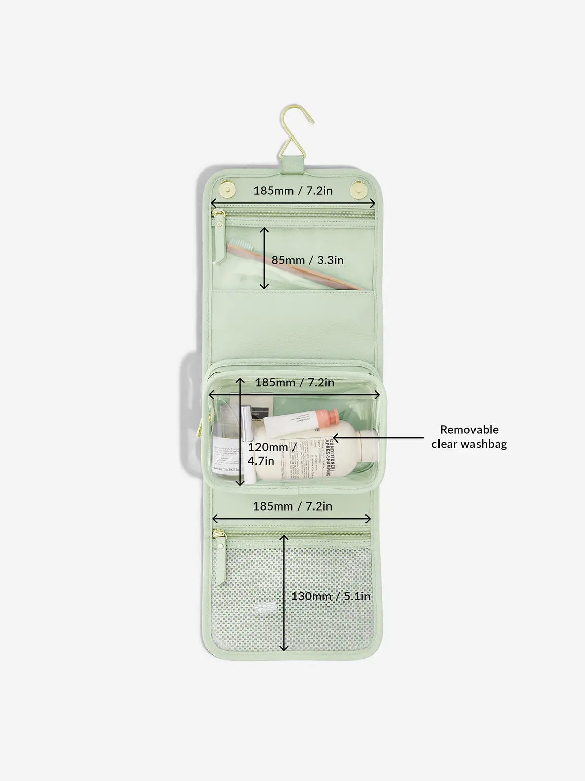 Stackers Small Hanging Toiletry Bag Sage Green