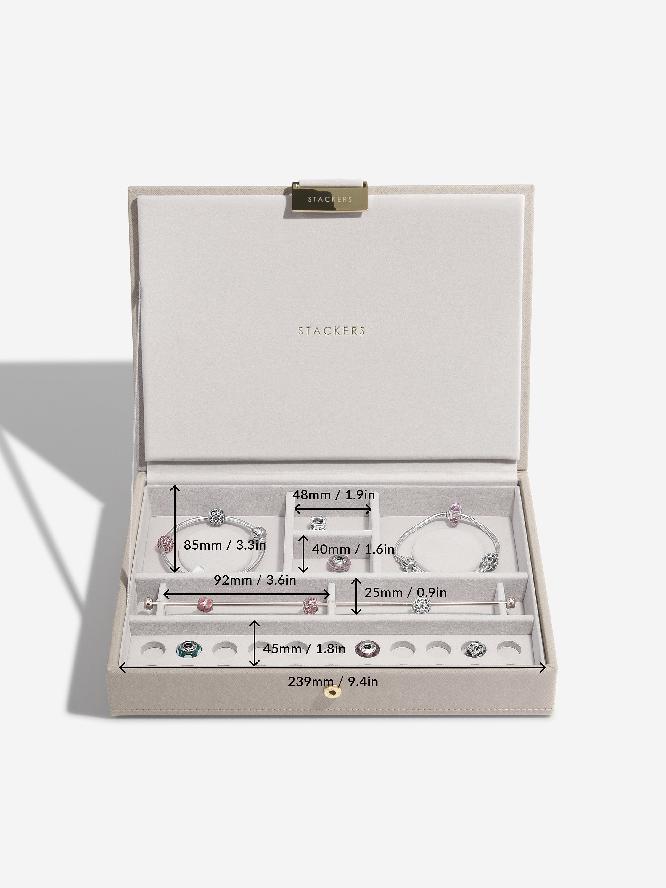 Stackers Charm Lid for Classic Jewellery Box Taupe