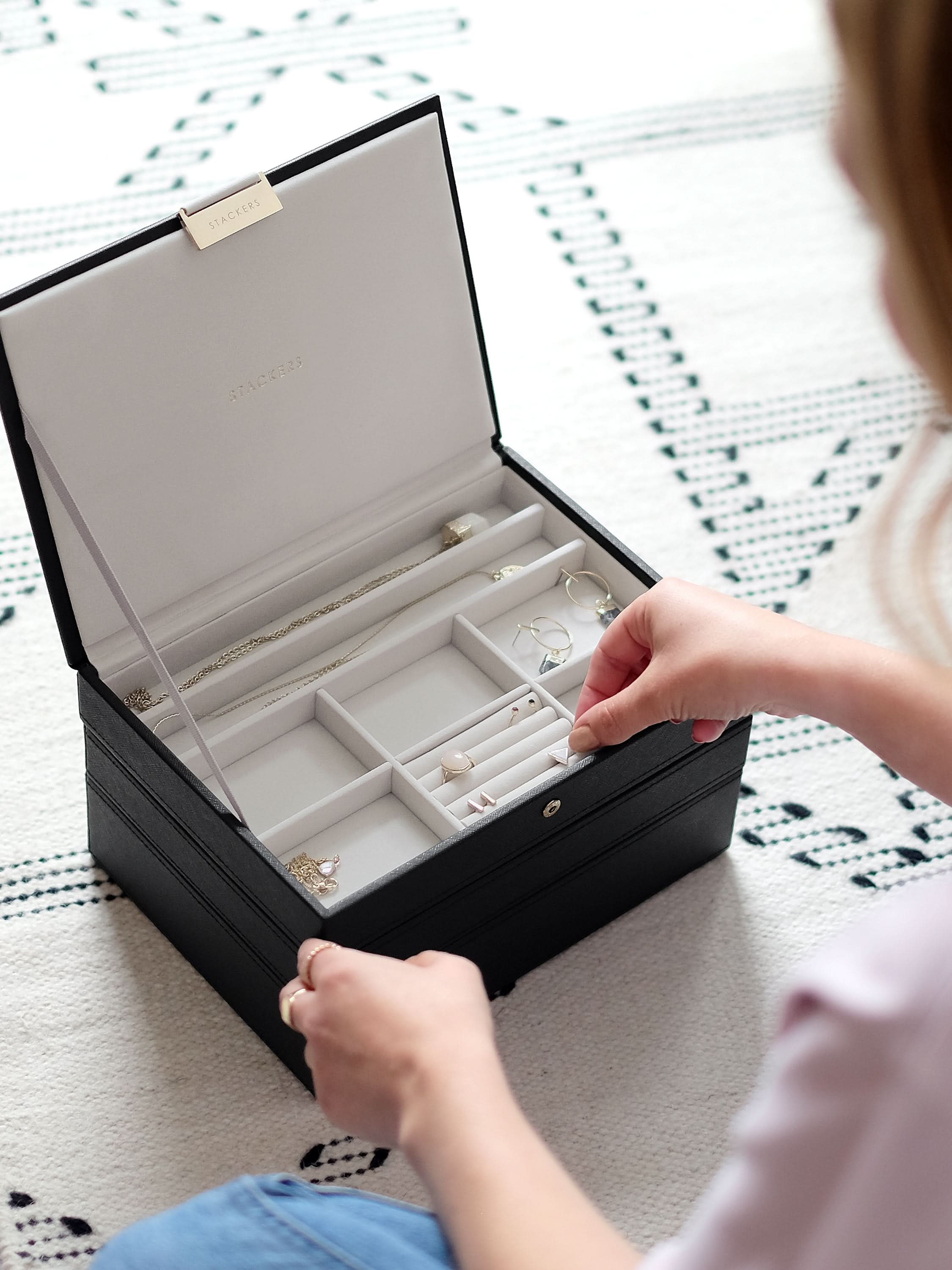 Horloge Bewaardoos Stackers Zwart 4 - Horlogedoos voor 4 horloges Horloge Bewaardoos Stackers Zwart 4 - Horlogedoos voor 4 horloges