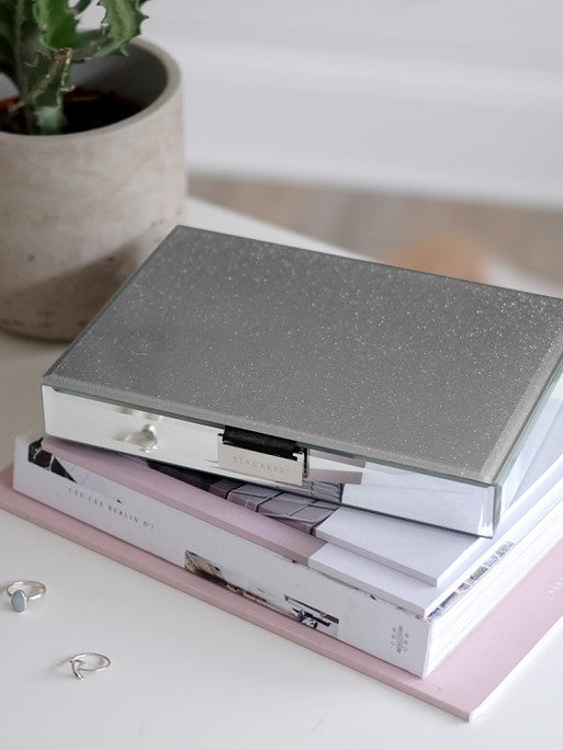 Couvercle à paillettes en verre Stackers pour boîte à bijoux en verre classique noir