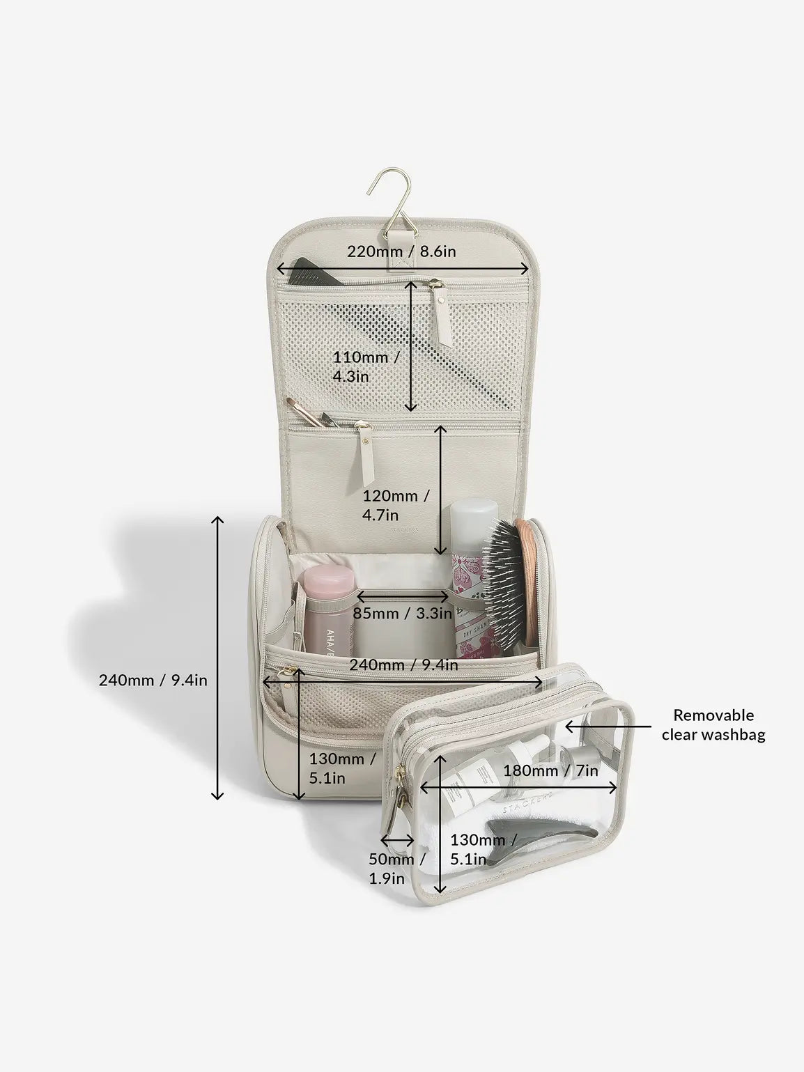 Stackers Hanging Toiletry Bag Oatmeal