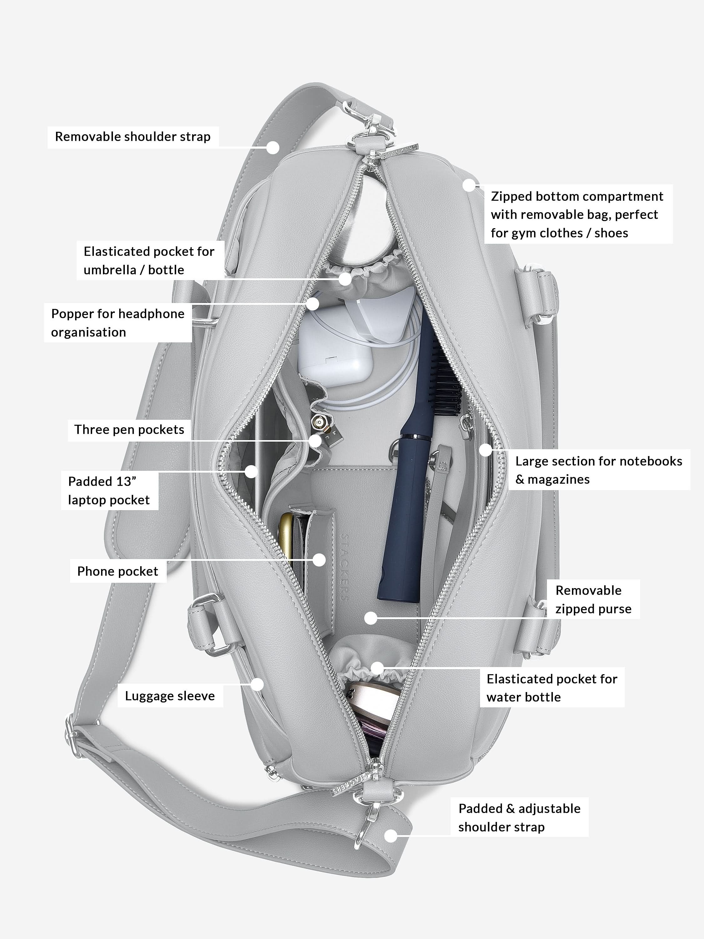 Stackers Handtas Grijs - Mystackers