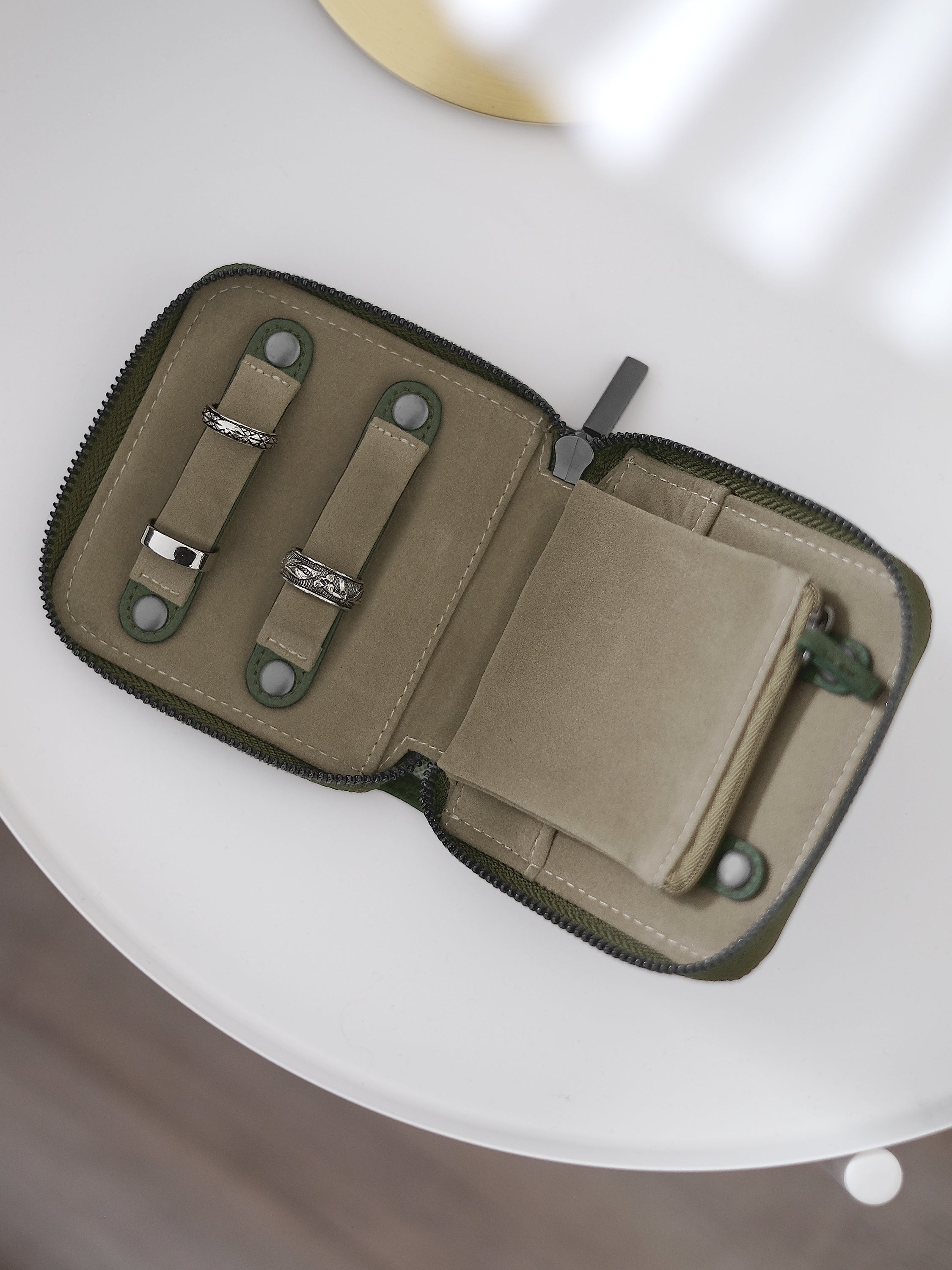 Stackers Compact Jewellery Roll Olive Green