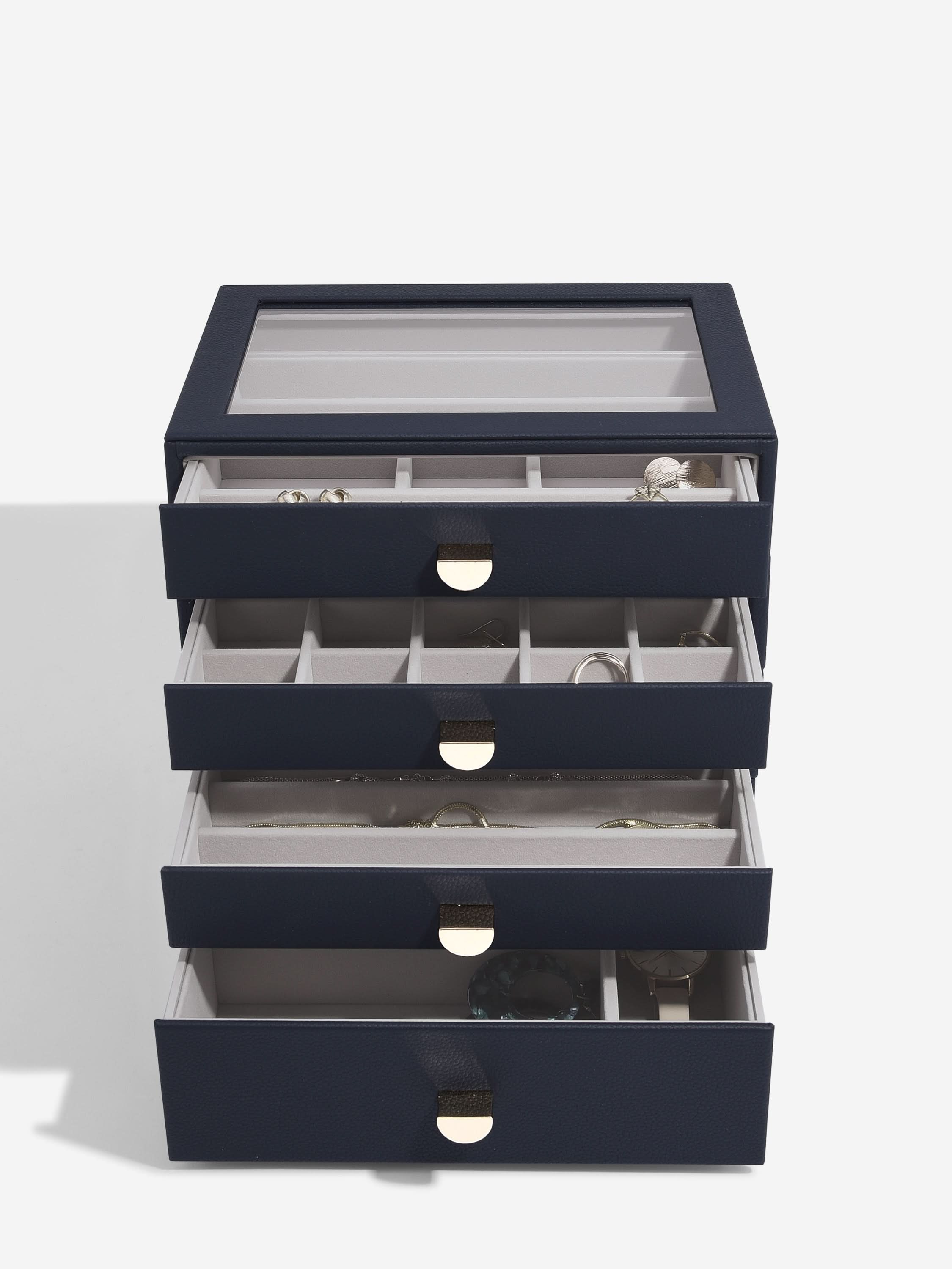Stackers Klassieke Display Juwelendoos Set van 4 Marineblauw - Mystackers