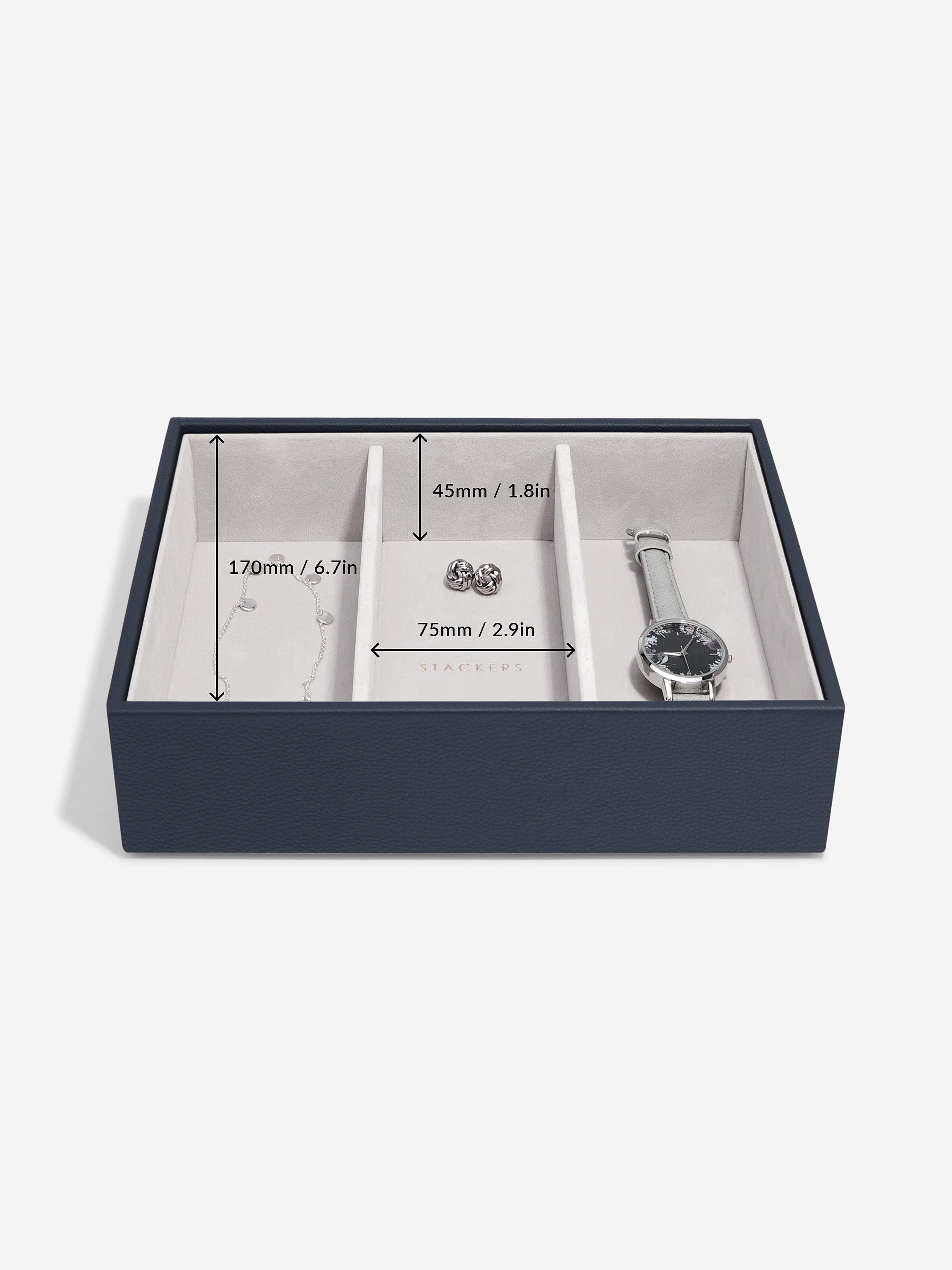 Stackers Watch & Accessory Layer for Classic Jewellery Box Navy Blue