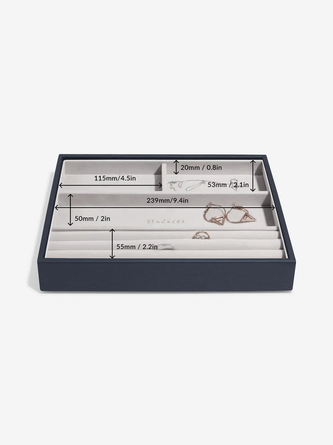 Stackers Ring & Bracelet Layer for Classic Jewellery Box Navy Blue