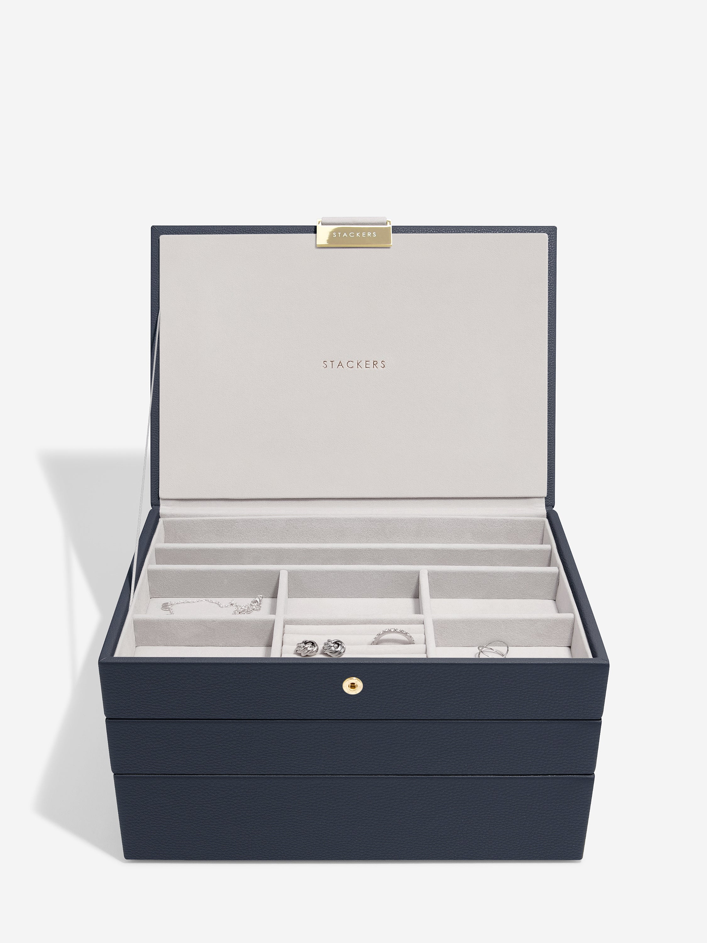 Stackers Classic Boîte à Bijoux Lot de 3 Bleu Marine