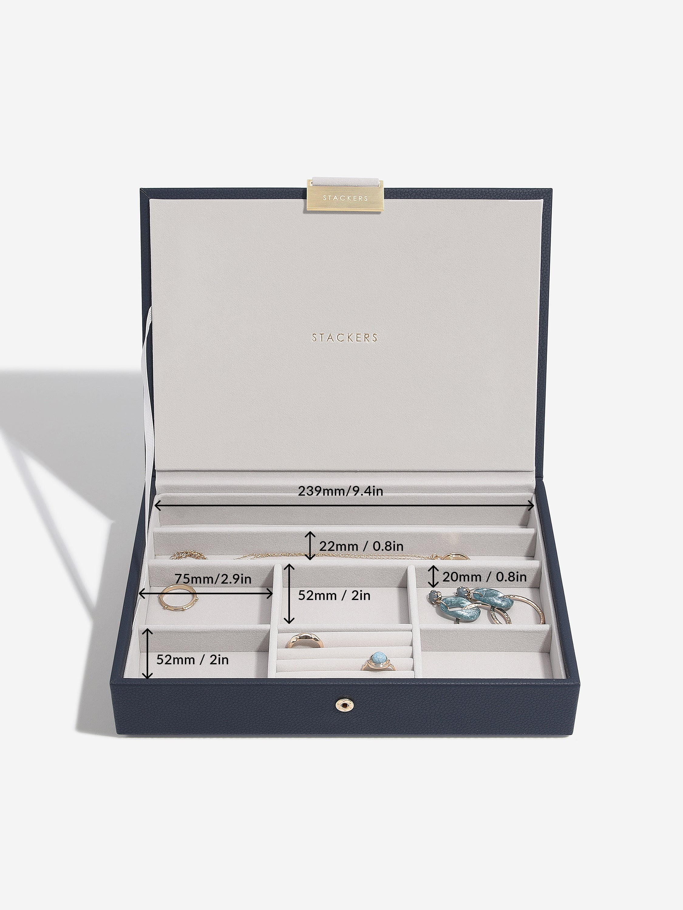 Stackers Classic Boîte à Bijoux Lot de 3 Bleu Marine