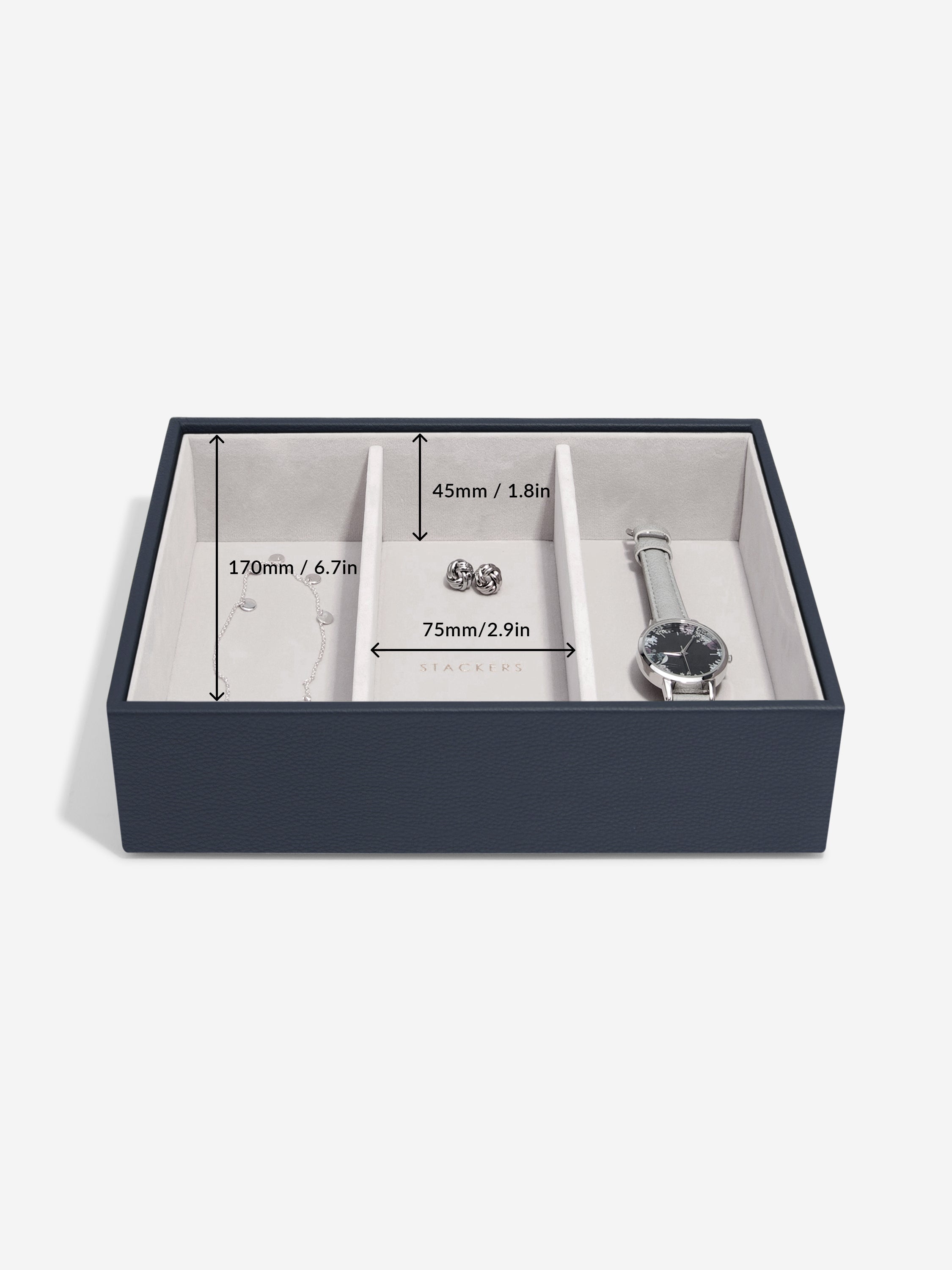 Stackers Classic Boîte à Bijoux Lot de 4 Bleu Marine