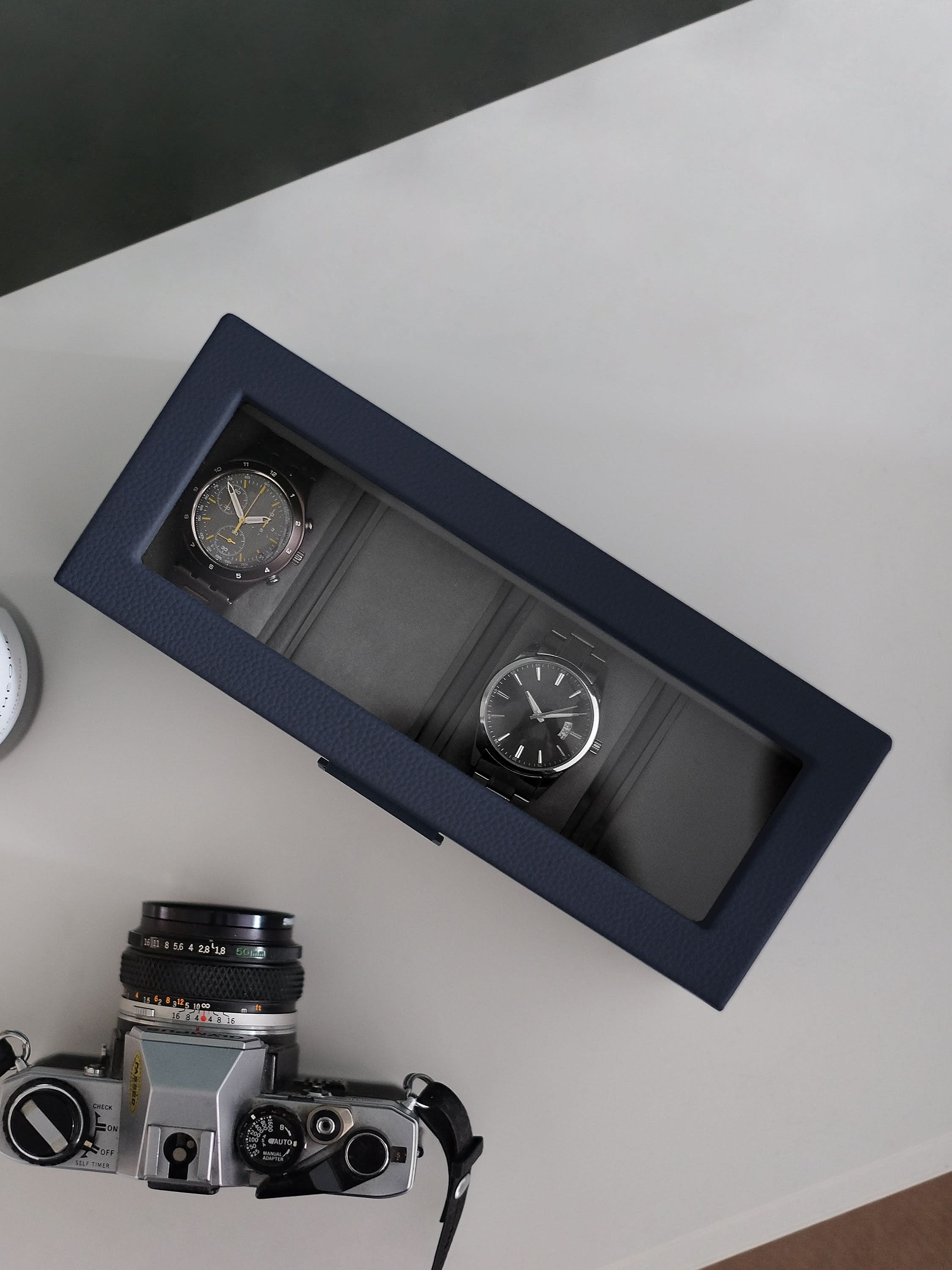 Stackers Four-Piece Watch Box Navy Blue