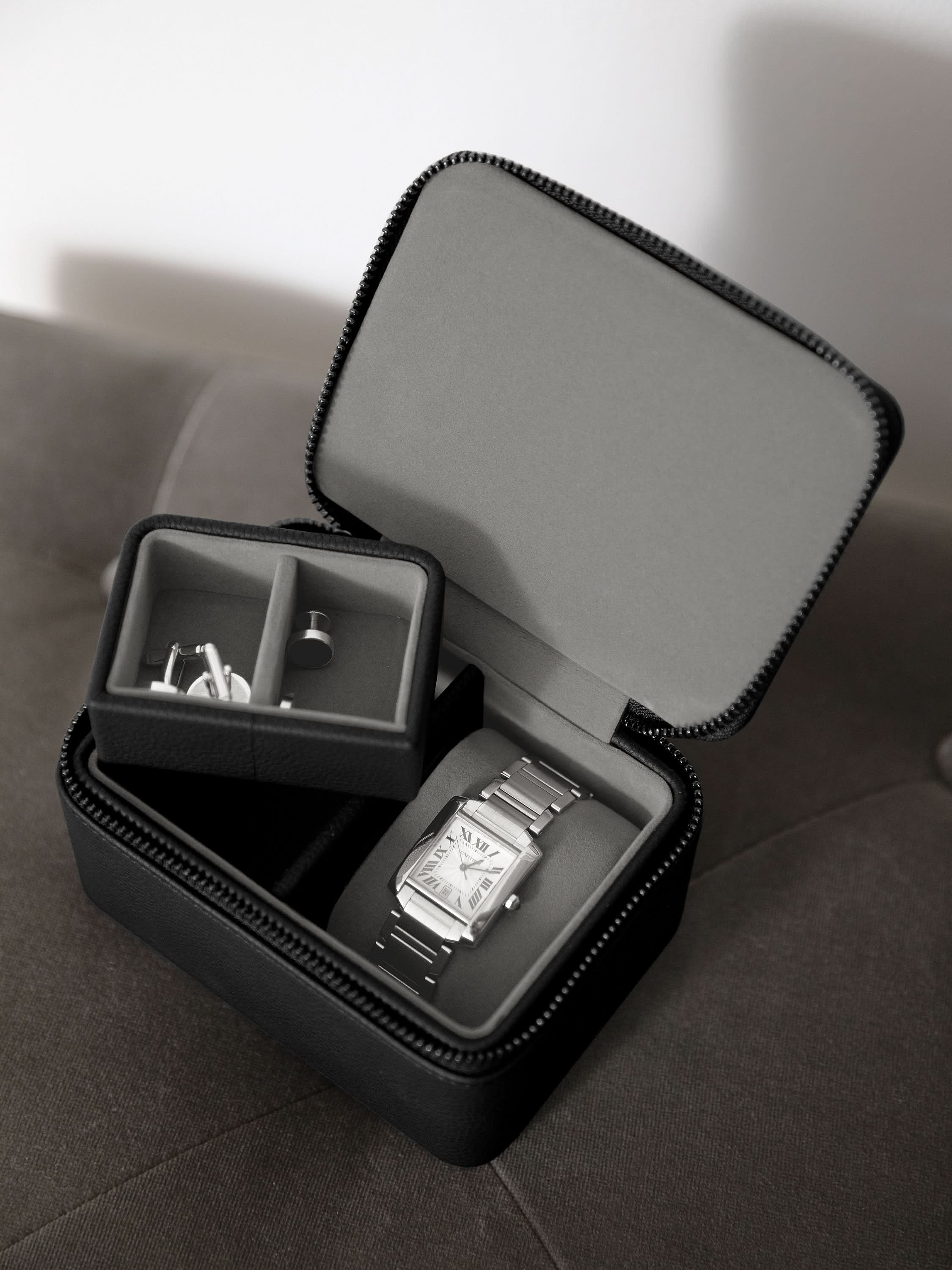 Stackers Watch & Cufflinks Box Black
