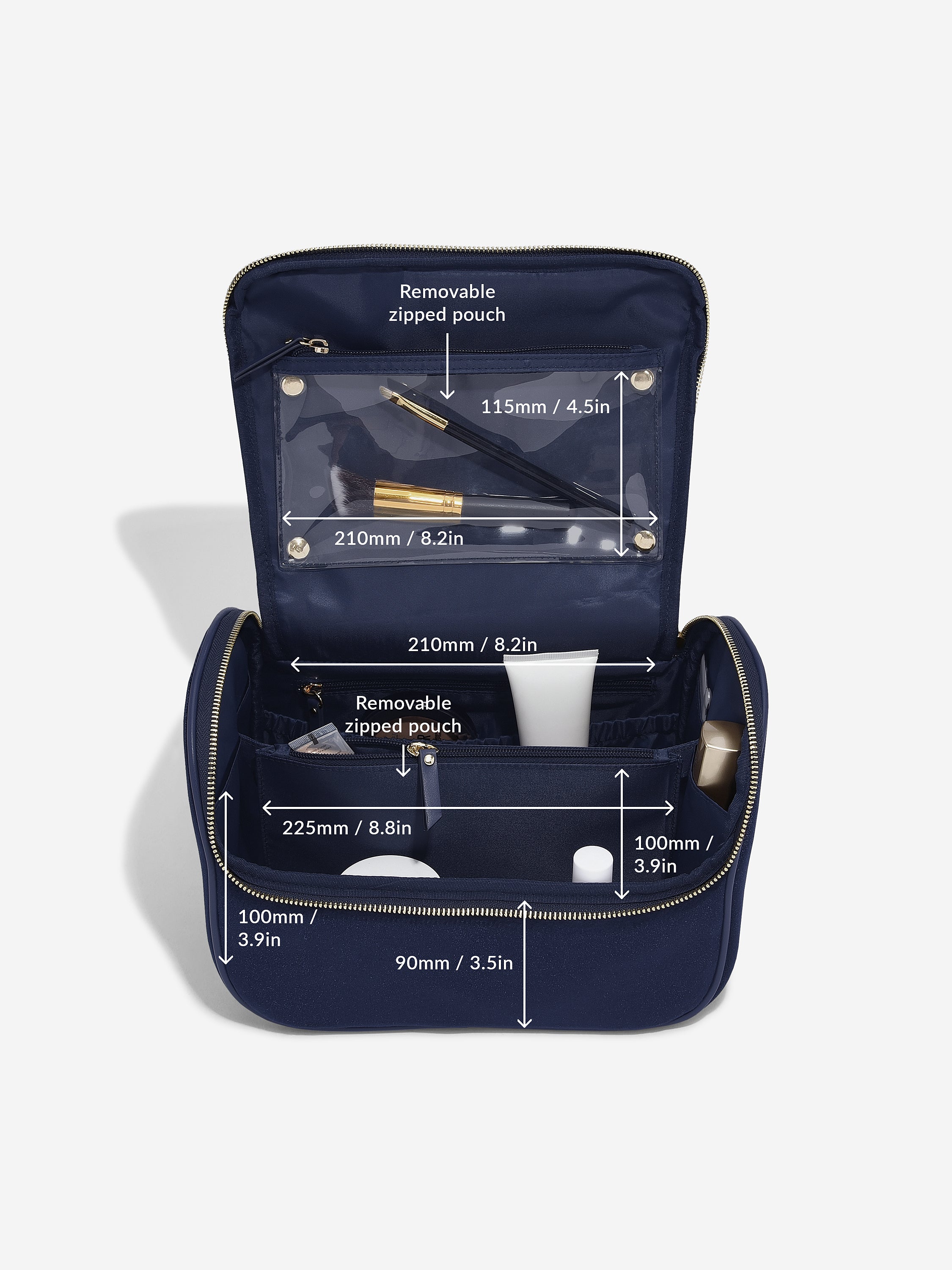 Stackers Large Cosmetic Case Navy Blue Velvet