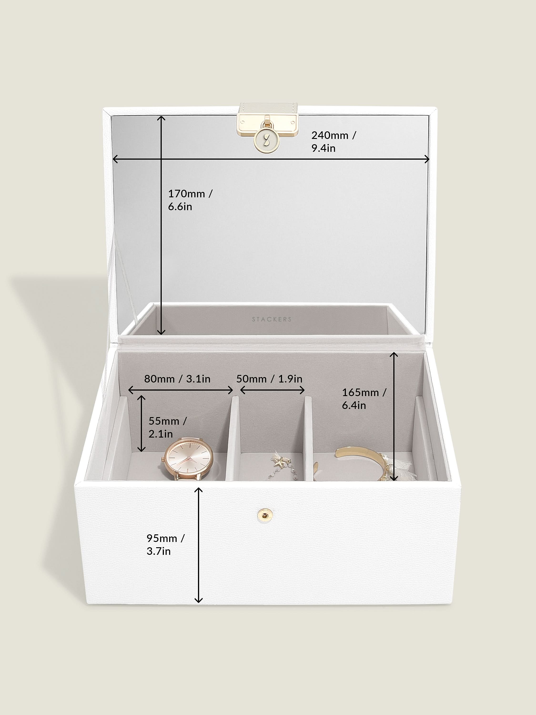 Stackers Luxe Klassieke Juwelendoos Wit - Mystackers