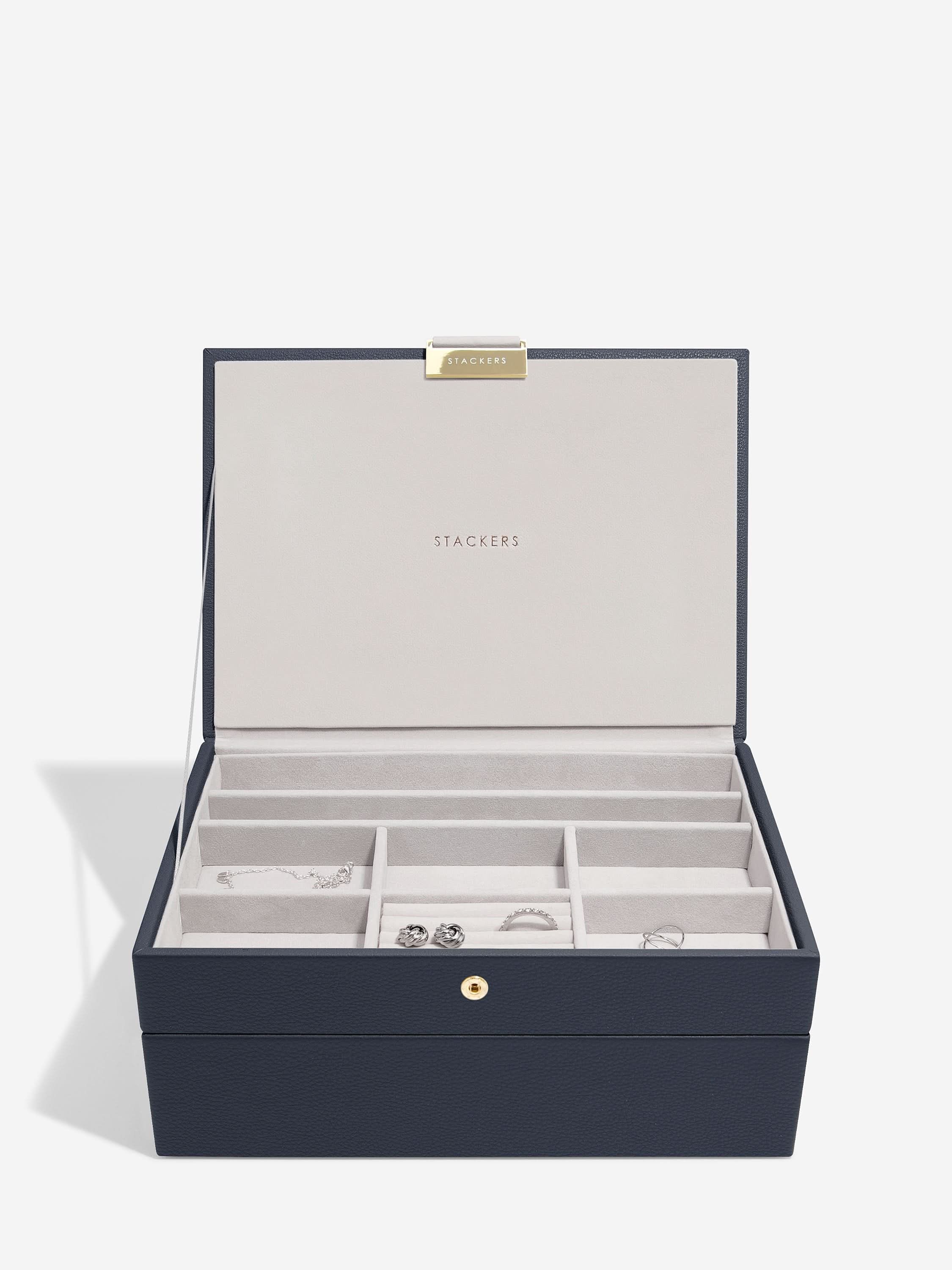 Stackers Classic Jewellery Box Set of 2 Navy Blue