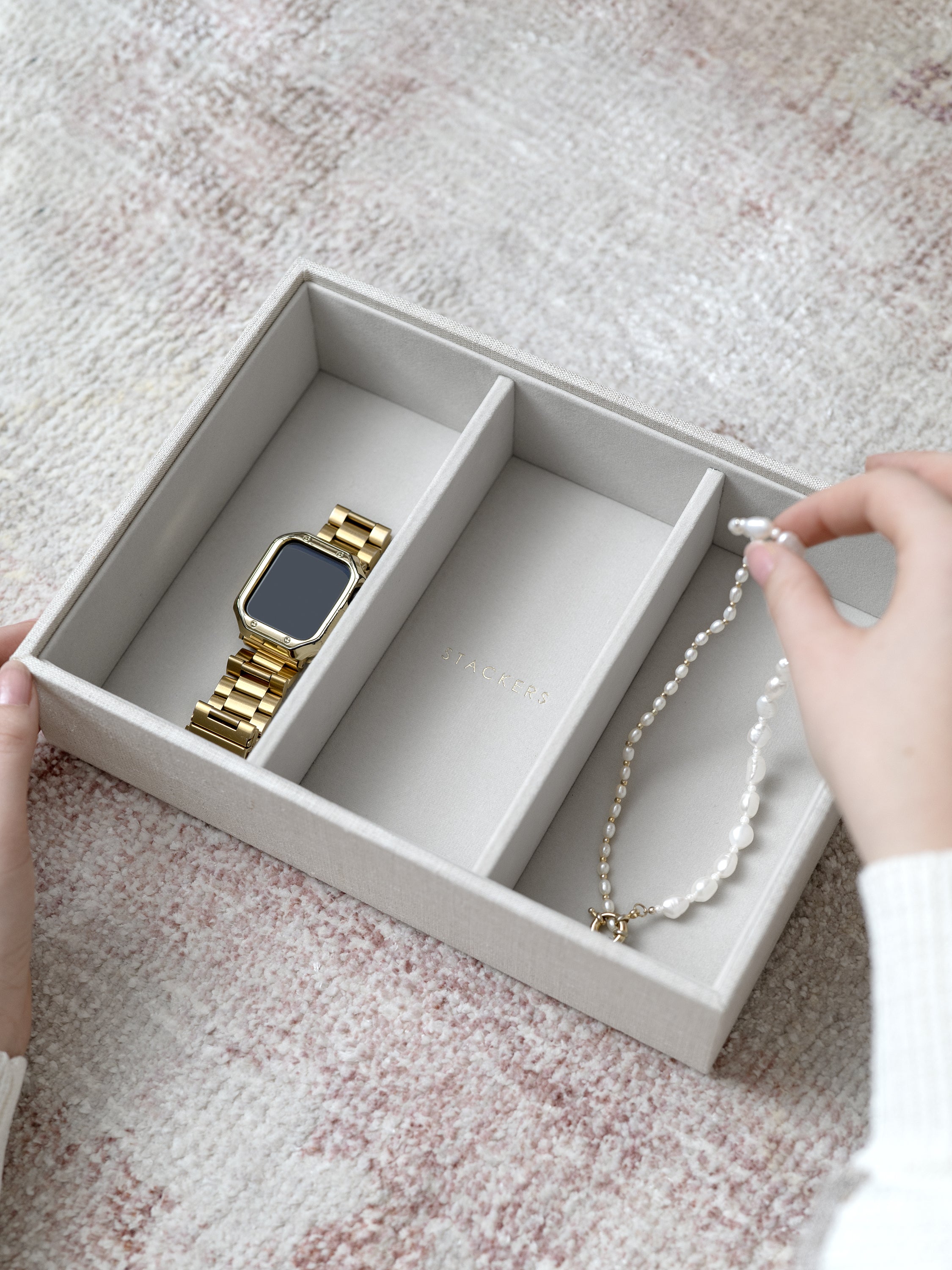 Stackers Watch & Accessory Layer for Classic Jewellery Box Oatmeal & Linen