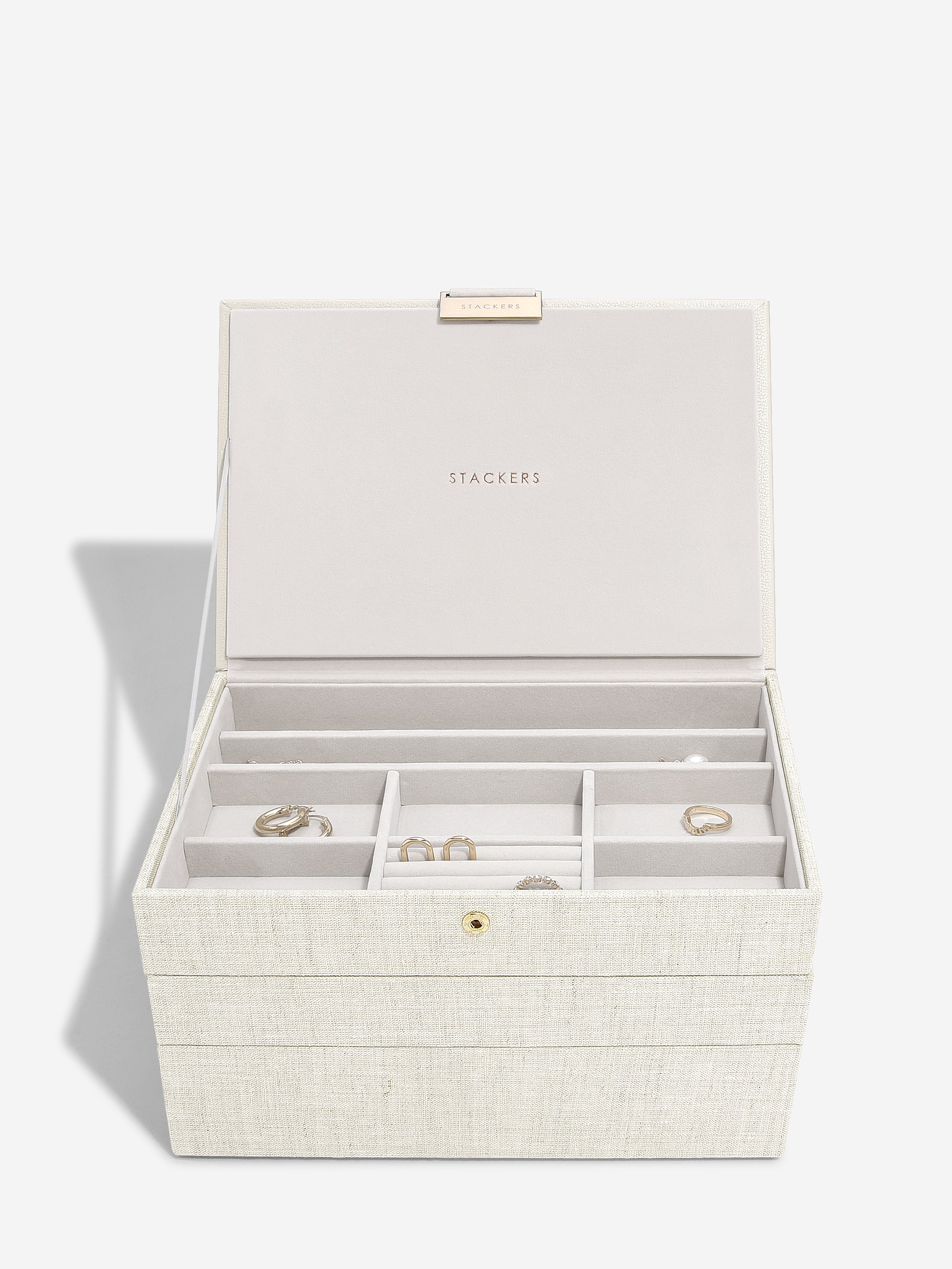 Stackers Classic Jewellery Box Set of 3 Oatmeal & Linen