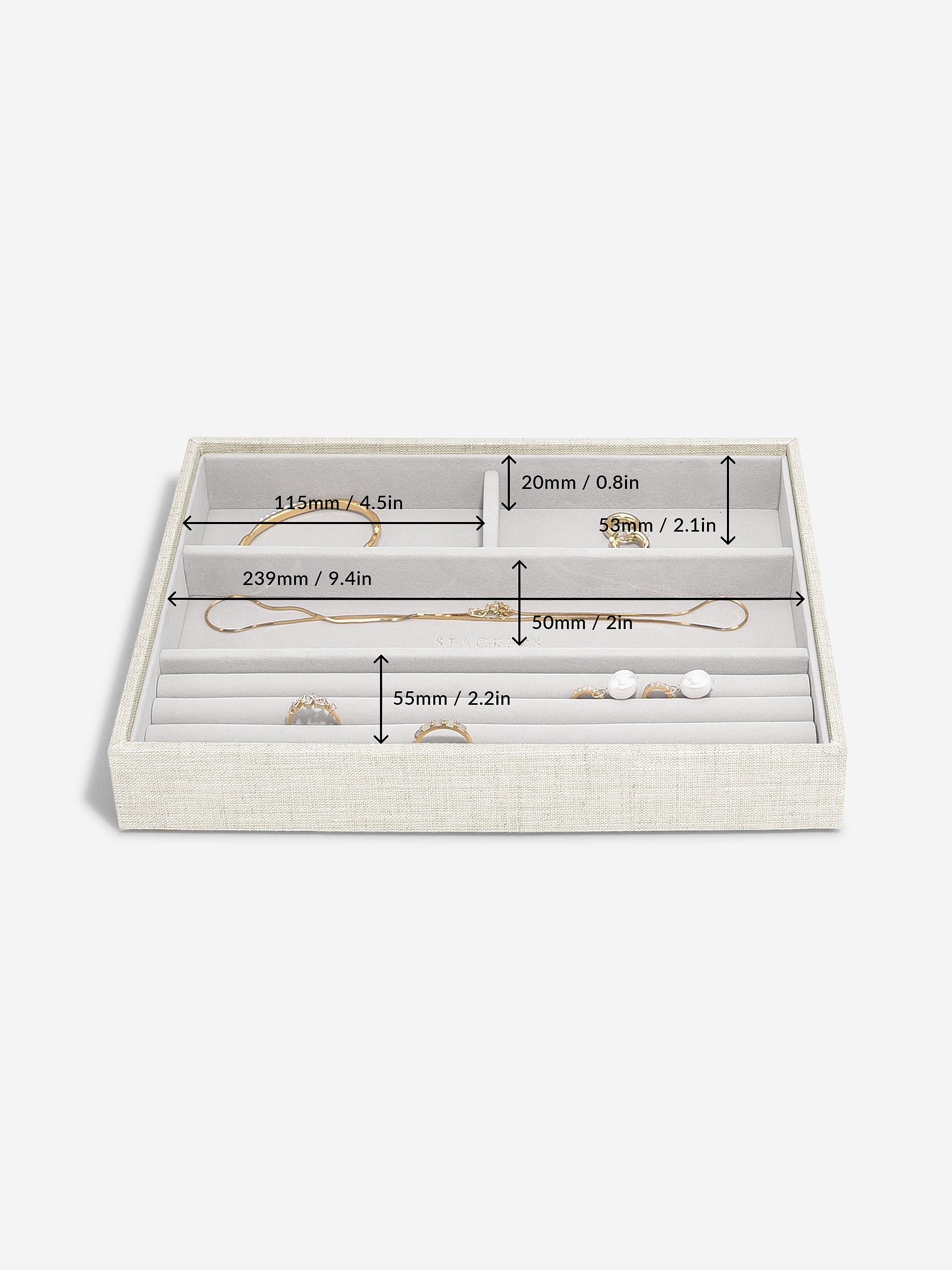 Stackers Classic Display Boîte à bijoux Lot de 4 Avoine et Lin