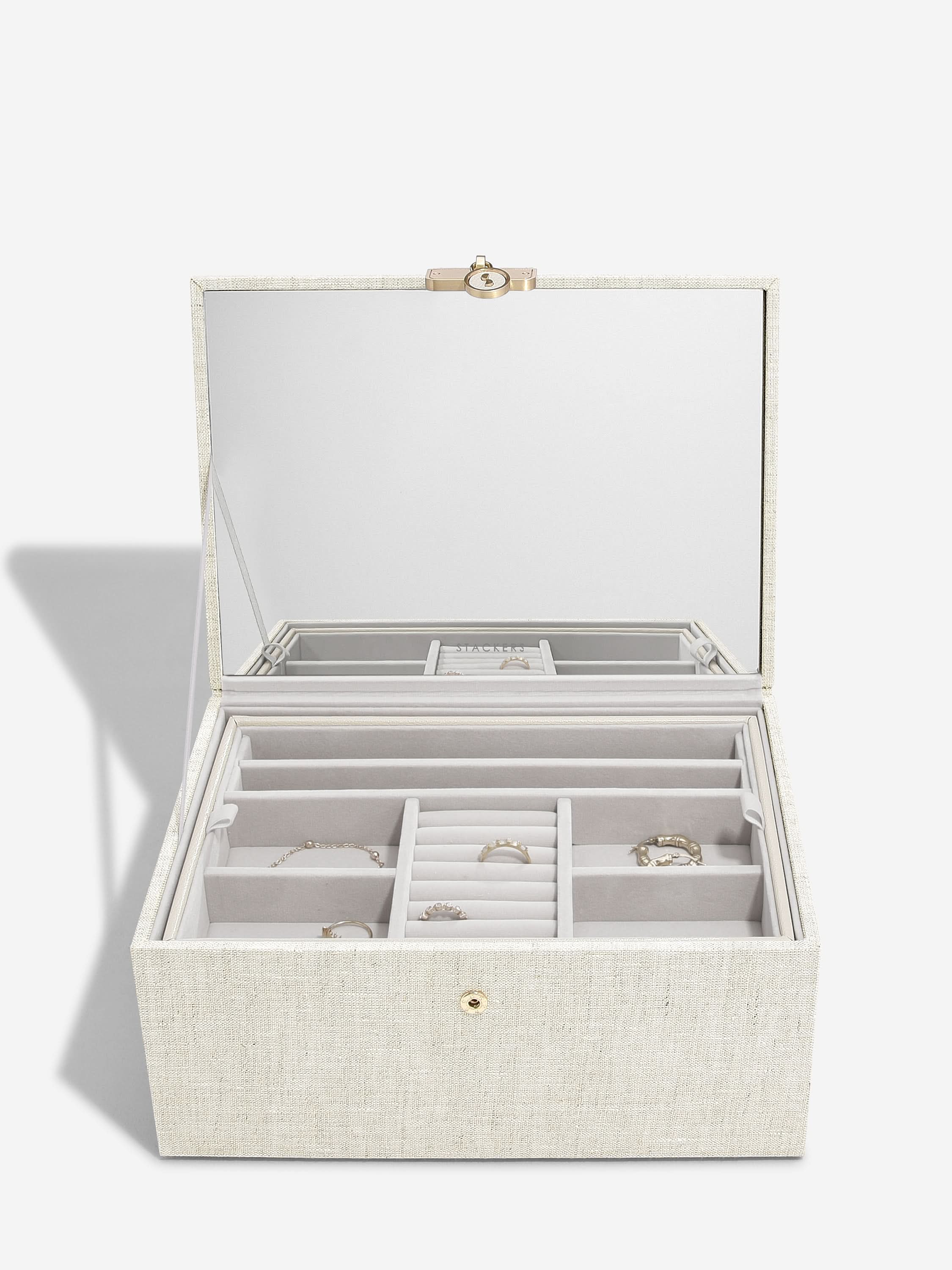 Stackers Luxe Klassieke Juwelendoos Havermout & Linnen - Mystackers