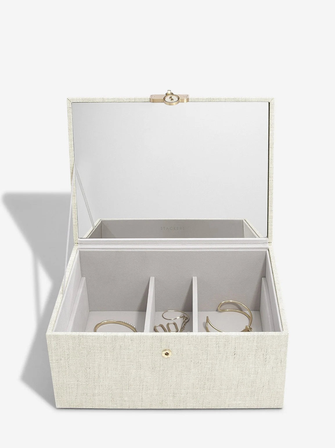 Boîte à bijoux classique de luxe Stackers, flocons d'avoine et lin