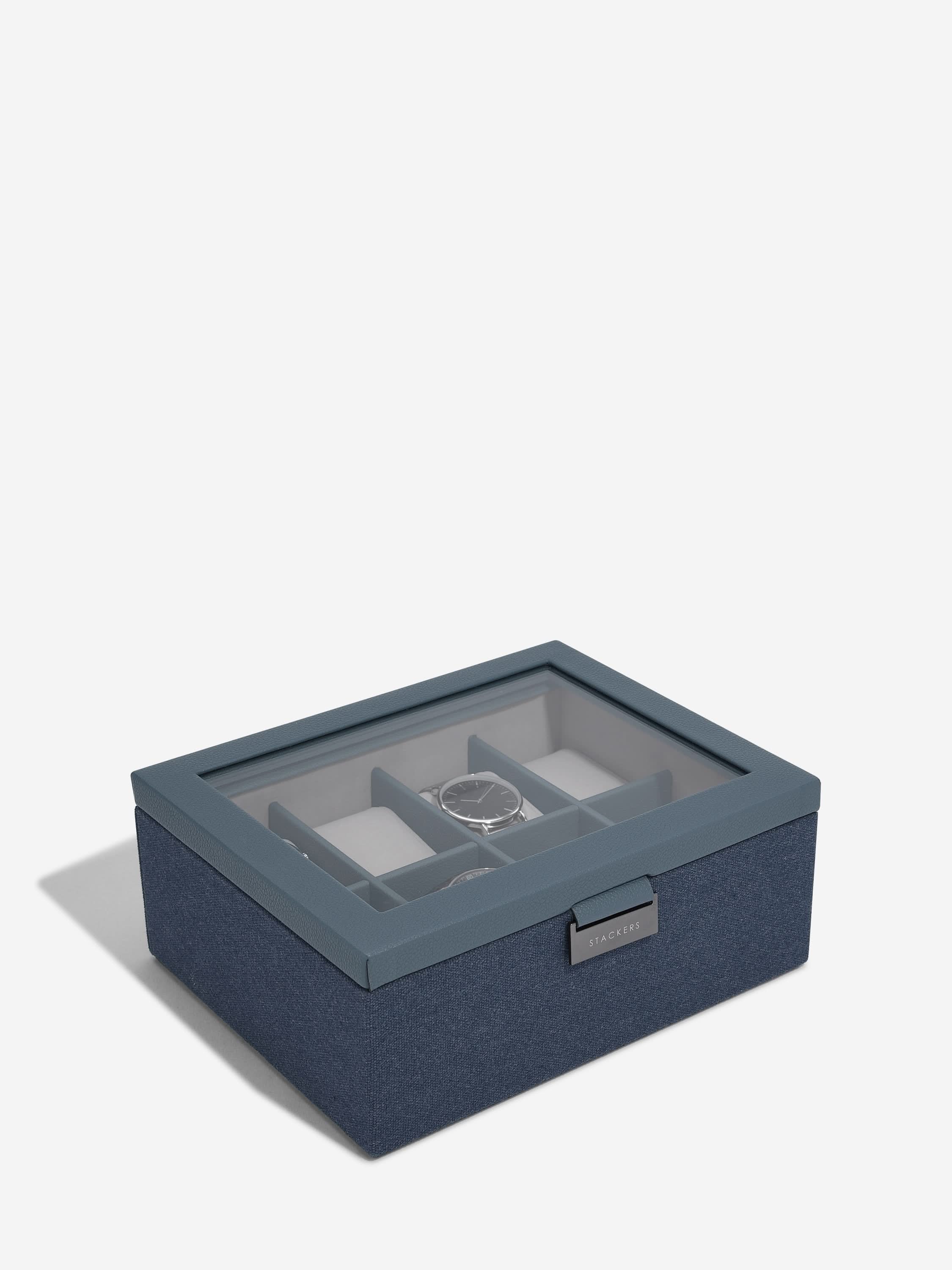 Stackers Achtdelige Horlogebox Marineblauw Canvas - Mystackers