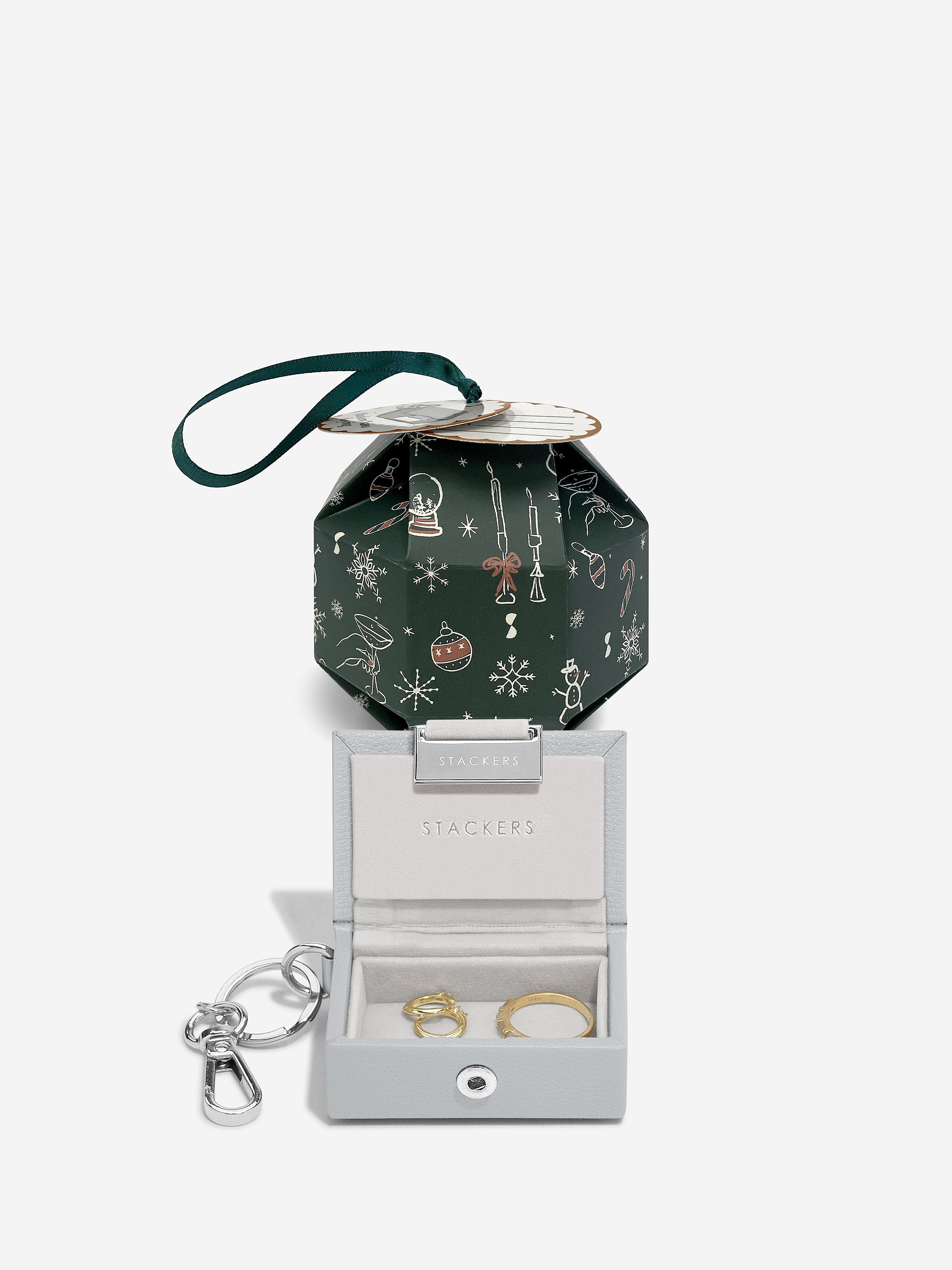 Stackers Boîte à Bijoux Porte-clés en Boule de Noël décorative Gris