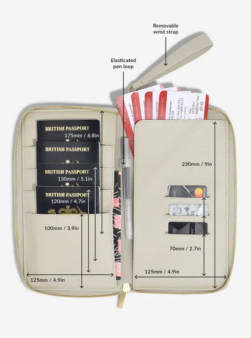 Stackers Passport Holder for Family Oatmeal & Linen
