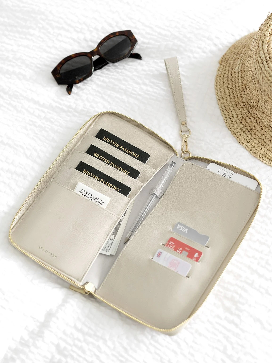 Stackers Passport Holder for Family Oatmeal & Linen