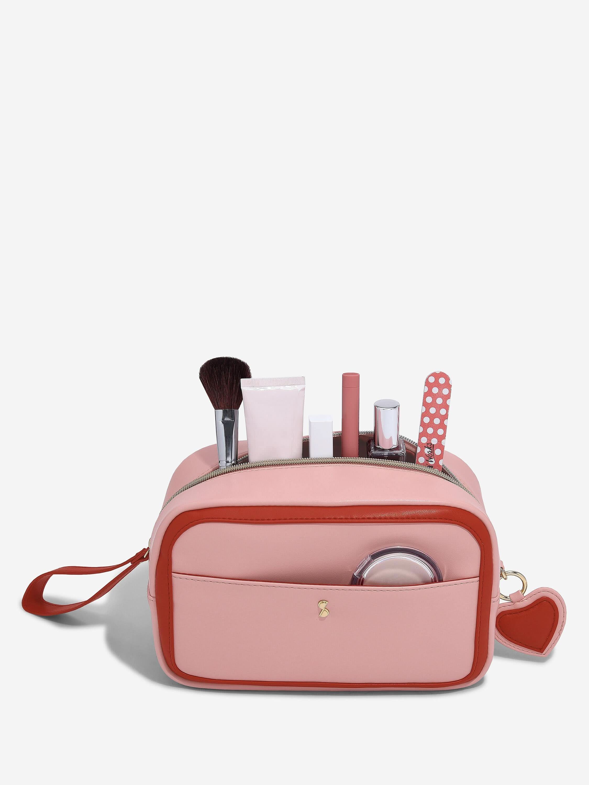 Stackers Washbag with Heart Keyring Pink