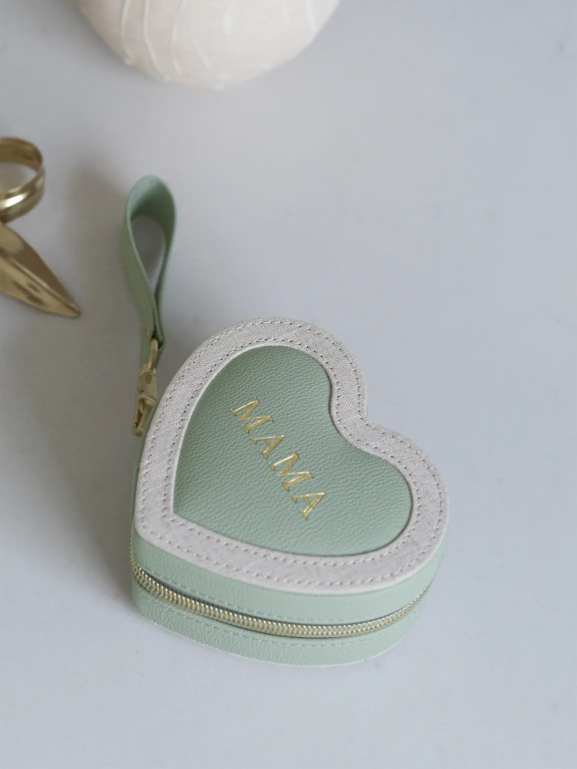 Stackers Mama Heart Travel Jewellery Box Green