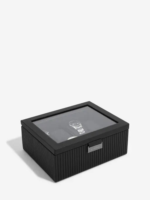 Stackers Eight-Piece Watch Box Black Fluted